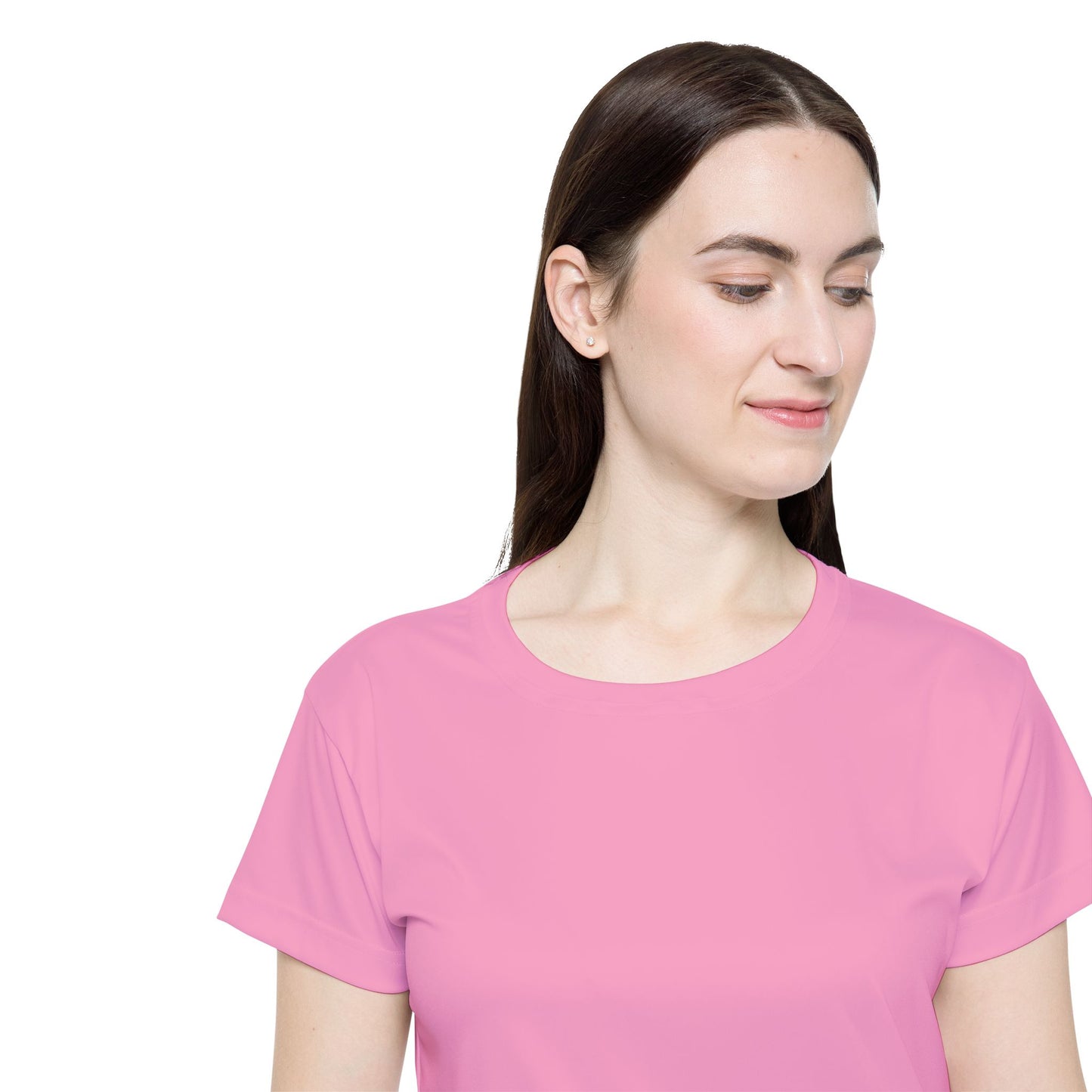 Doll Pink Women's Sports Jersey Short Sleeves 100% Poly Solid Pink Color Print Athletic Tee