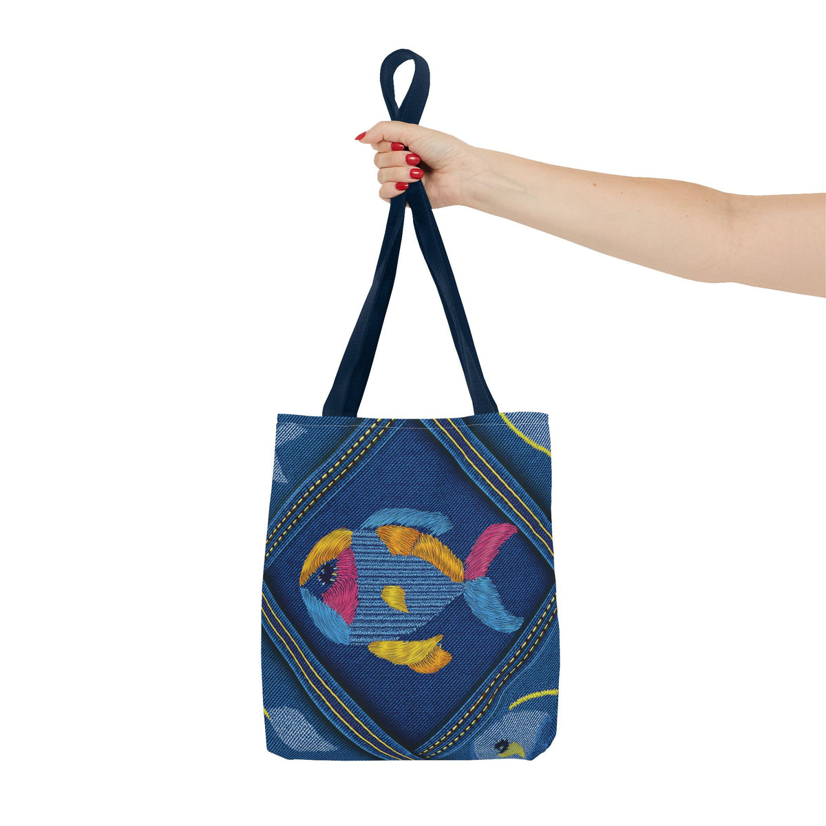 Denim Fabric Imitation Print Unisex Canvas Bag Poly Spun 3 Sizes Tote Bag 193-6