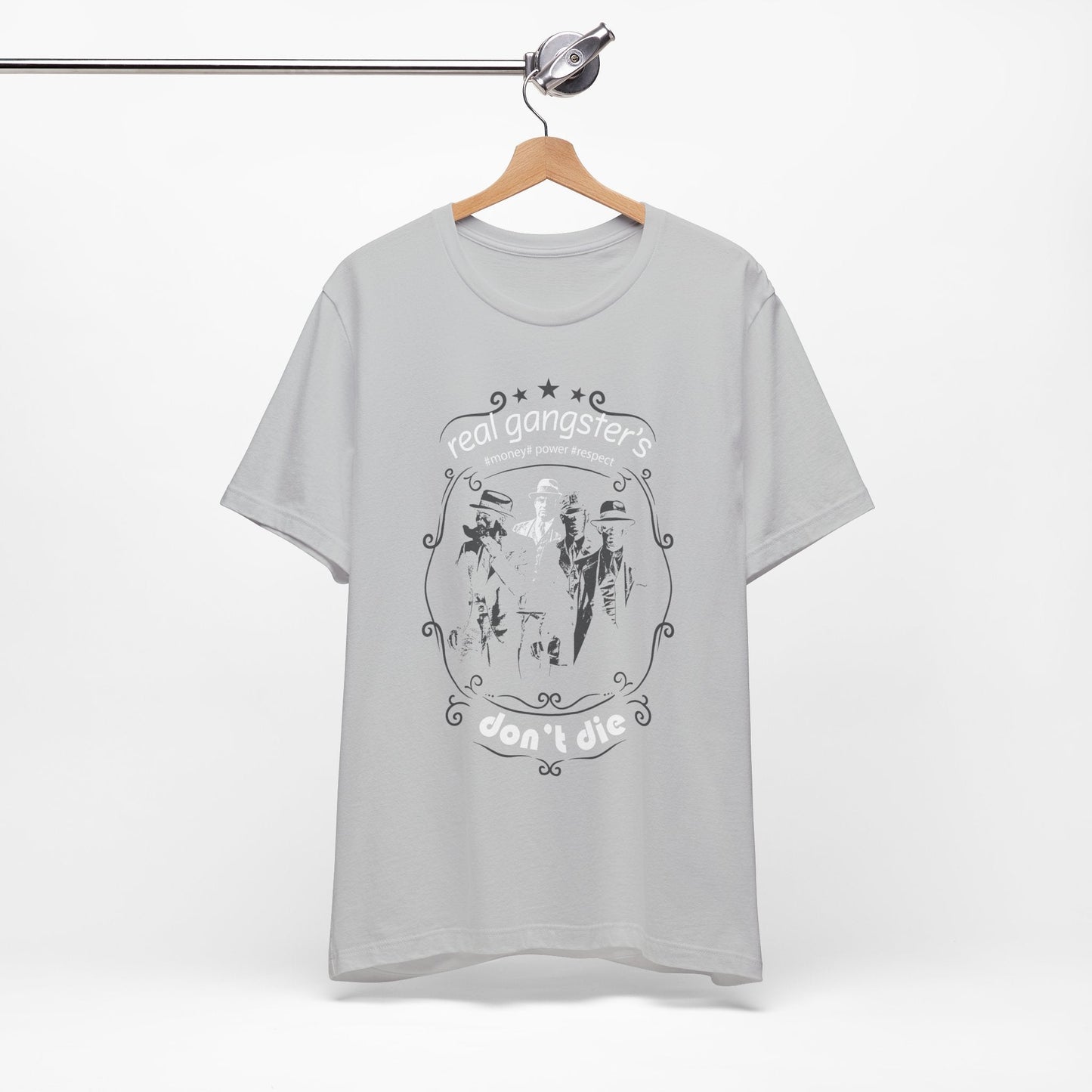 Real Gangsters Don't Die T-Shirt Vintage Outlaw Illustration Retro Biker Tee A-3