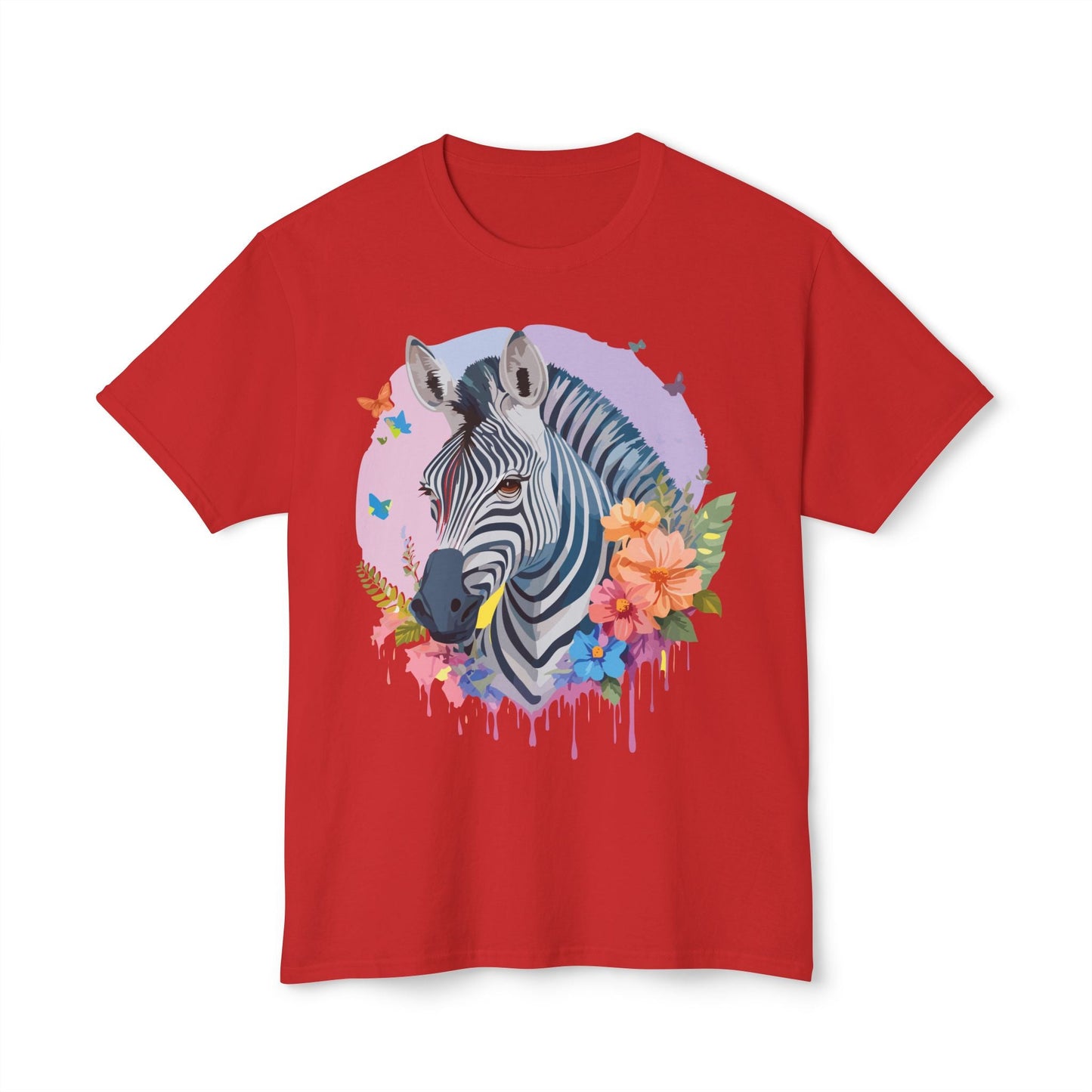 Unisex Zebra T Shirt With Art Print HD Cotton Vintage Zebra Tee Floral Design Graphic Tee