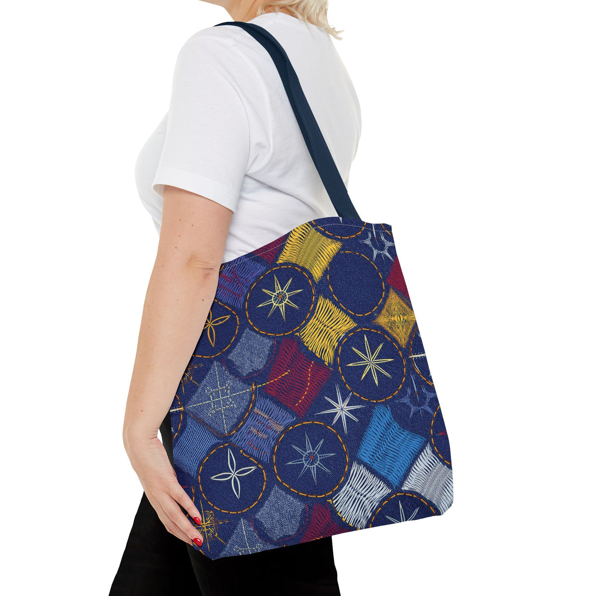Denim Fabric Imitation Print Unisex Canvas Bag Poly Spun 3 Sizes Tote Bag 183-5