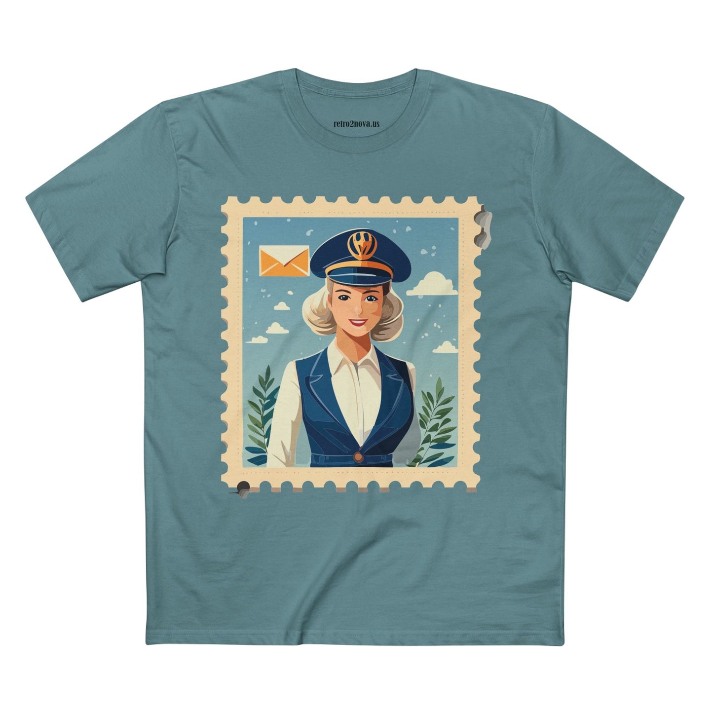Stamp Shirt Postage Stamp Tee Unisex Premium Cotton Original Art Design Retro2Nova