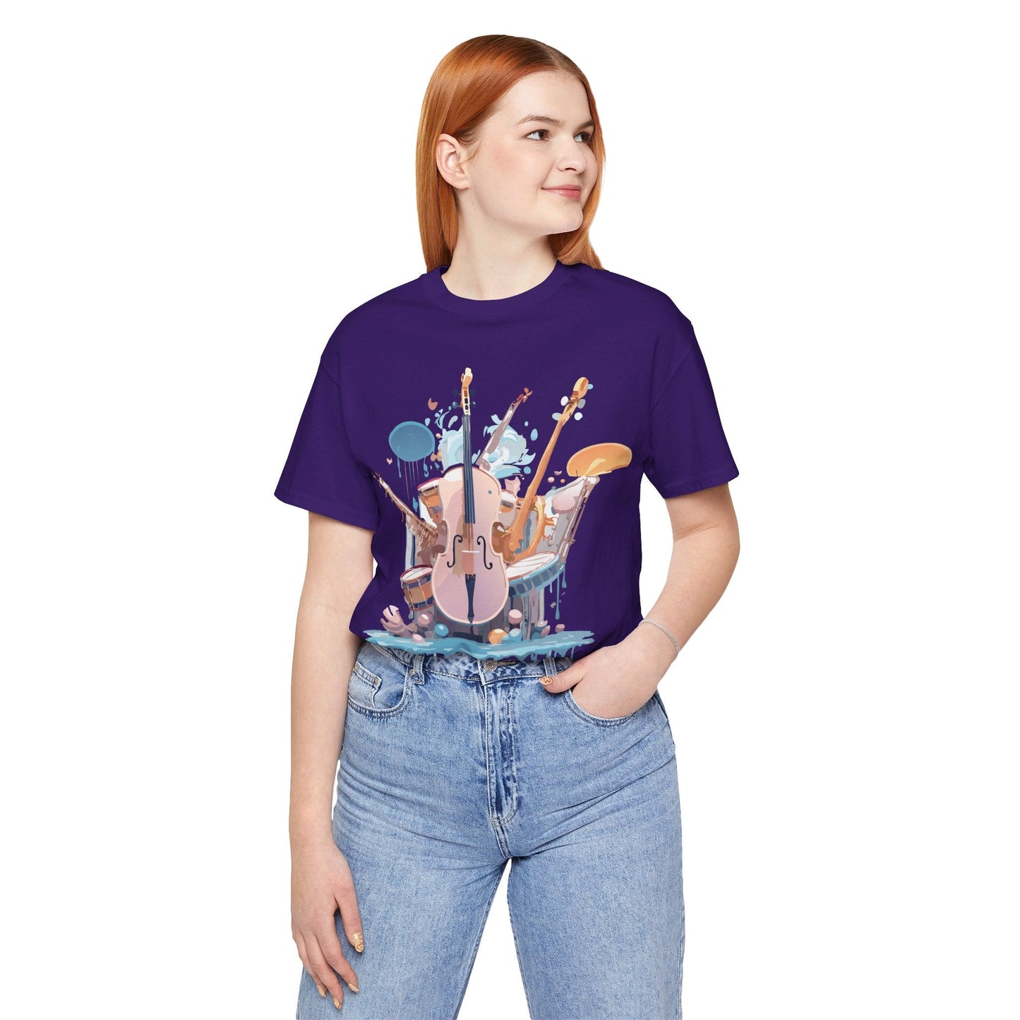 Music Graphic Unisex 100 Cotton Vintage Art with Musical Elements Tee 81