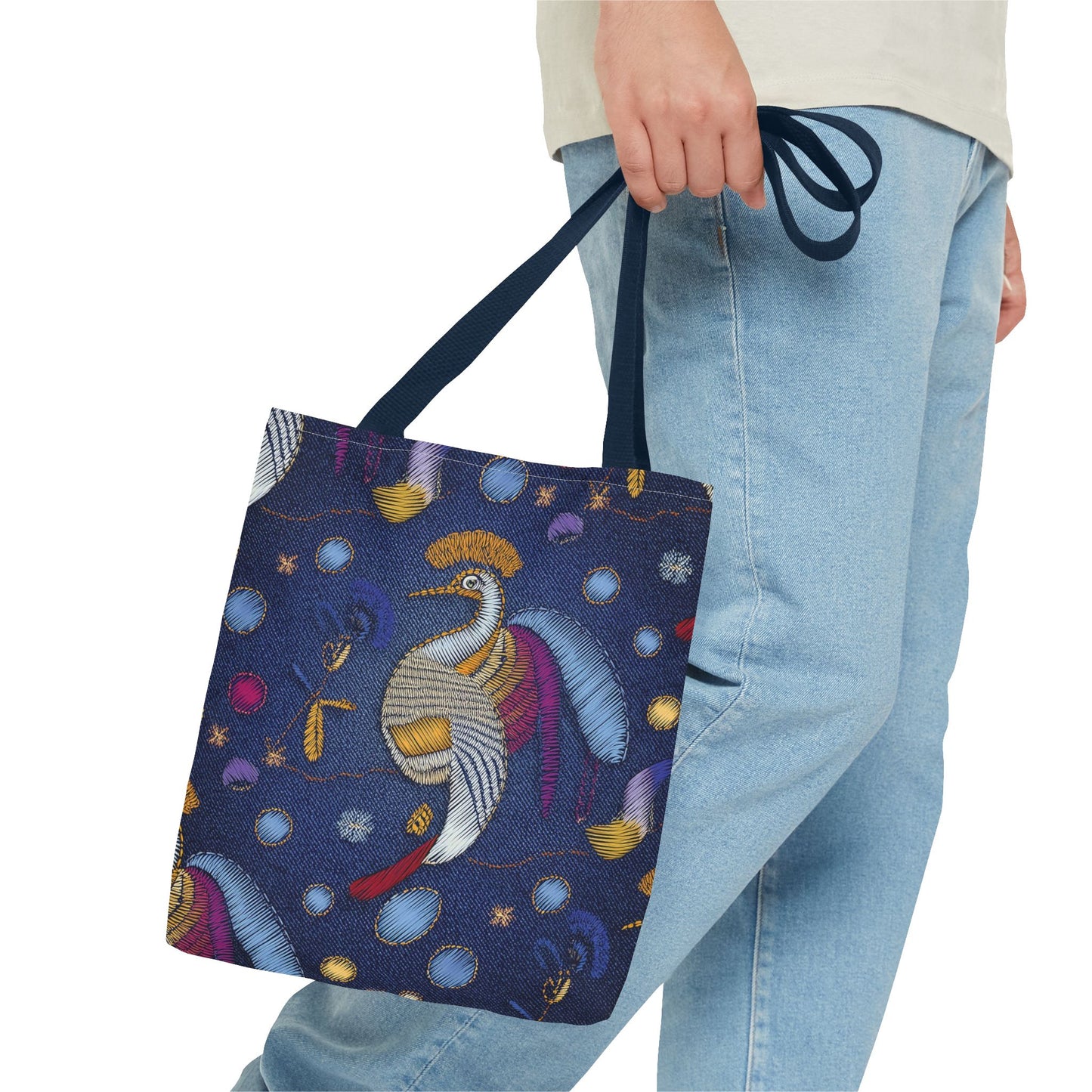 Denim Fabric Imitation Print Unisex Canvas Bag Poly Spun 3 Sizes Tote Bag 194-4