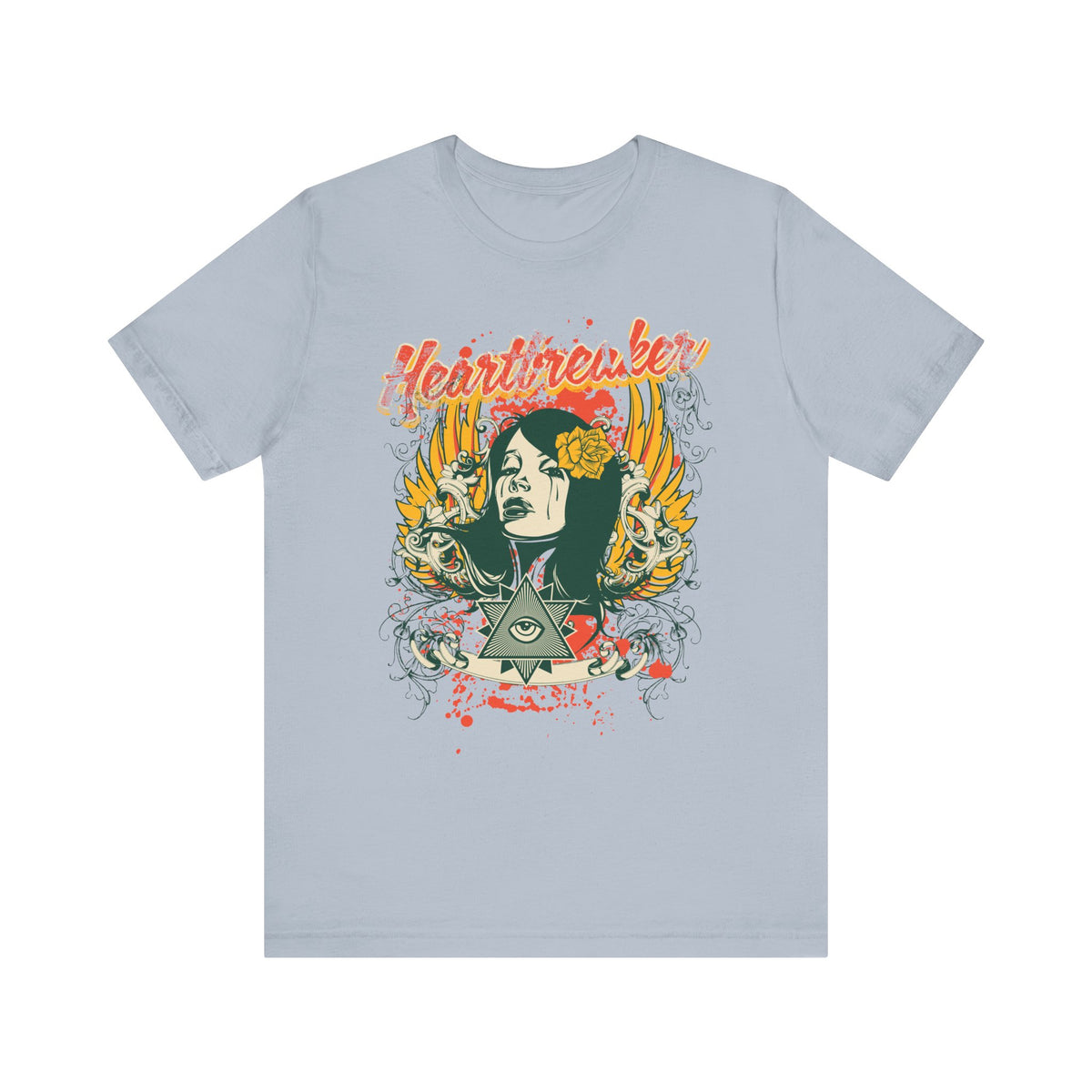 Heartbreaker Illustration Tee Retro Femme Portrait Floral Skull Graphic T-Shirt