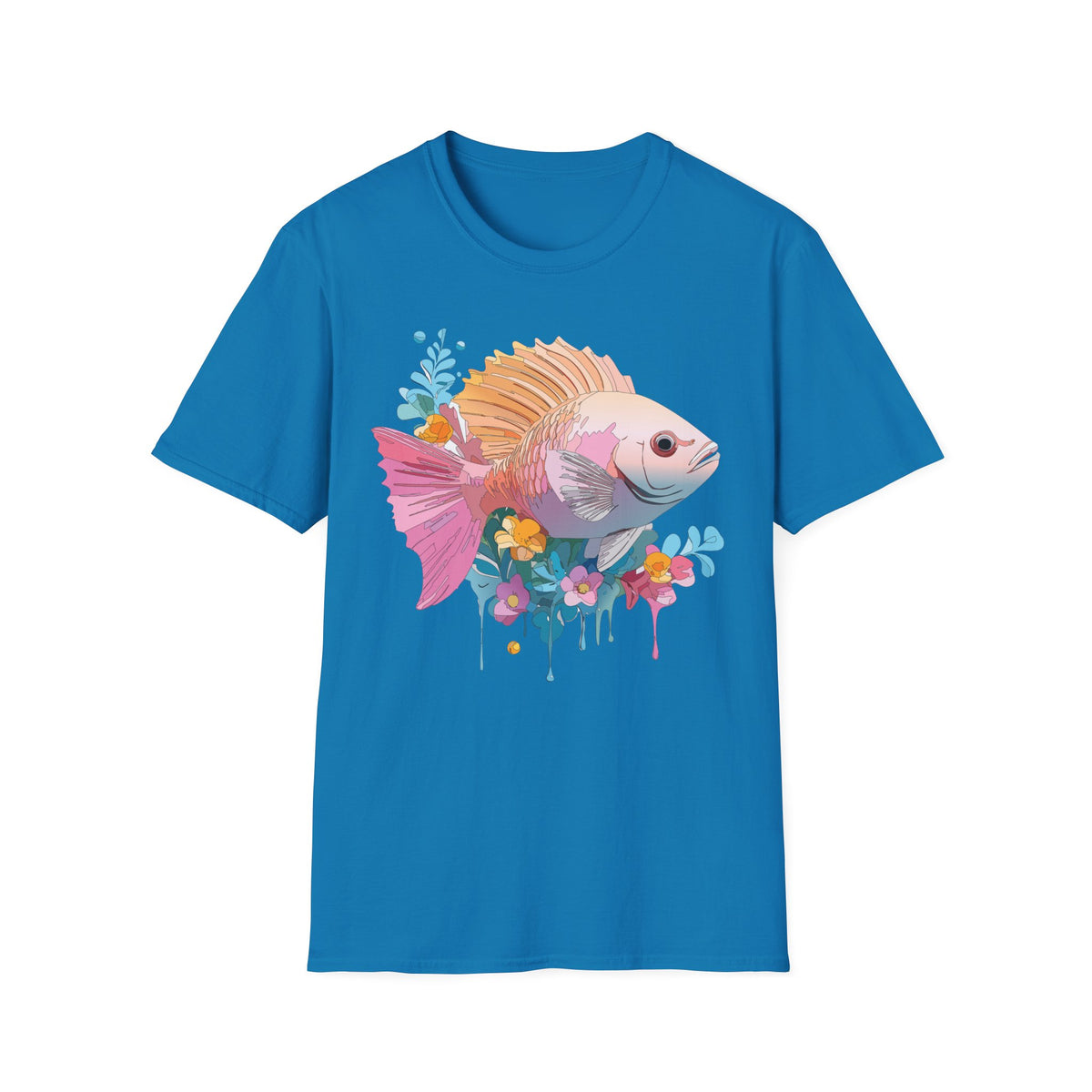 Colorful Tropical Fish T-Shirt | Watercolor Floral Sea Life Tee