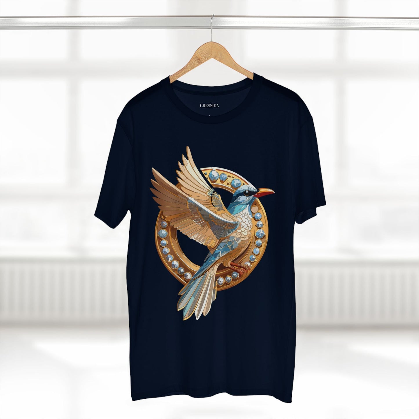 Bird Graphic Unisex 100 Cotton Tee With Unique Animal Golden Medallion Art Design 20