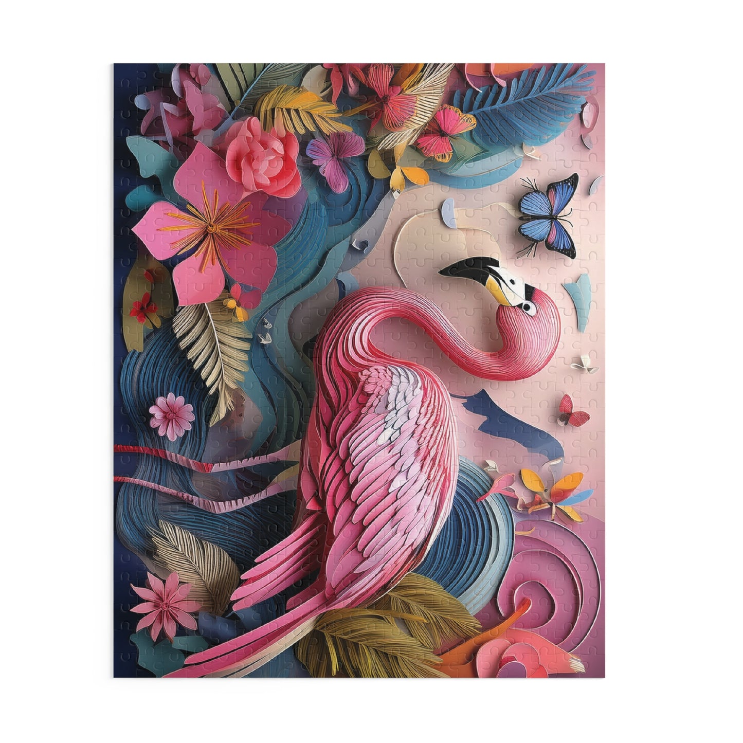 Puzzles-29 Kids Flamingo Puzzle 500-Piece  Floral Flamingo Puzzle 500-Piece, Birds Kids Puzzles Size: 16" x 20",  Ages 9+