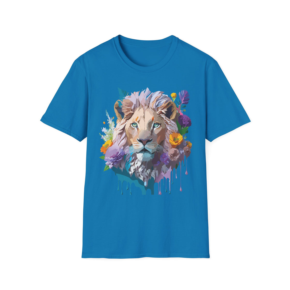 Watercolor Lion Face T-Shirt | Floral Safari Animal Tee