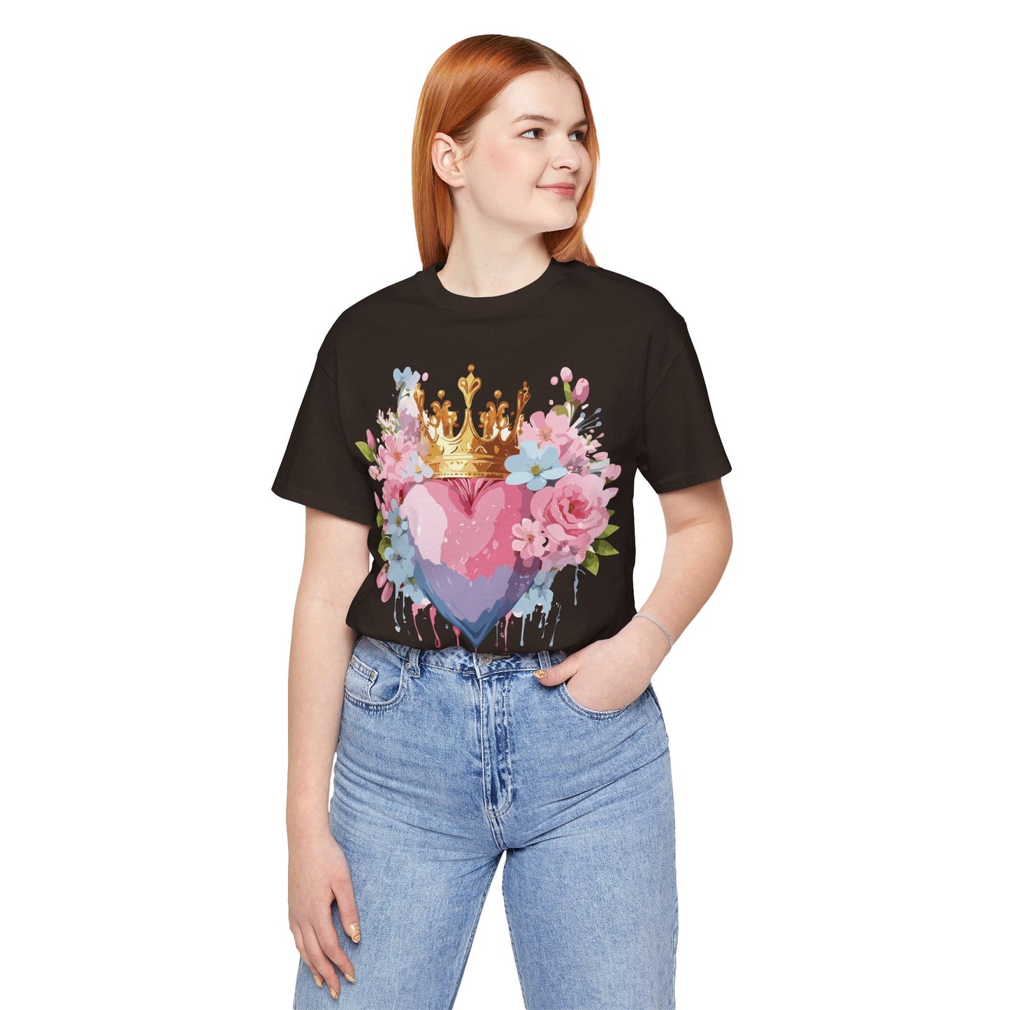 Valentine Day Graphic Unisex 100 Cotton Vintage Artwork with Love and Flower Design Tee 18