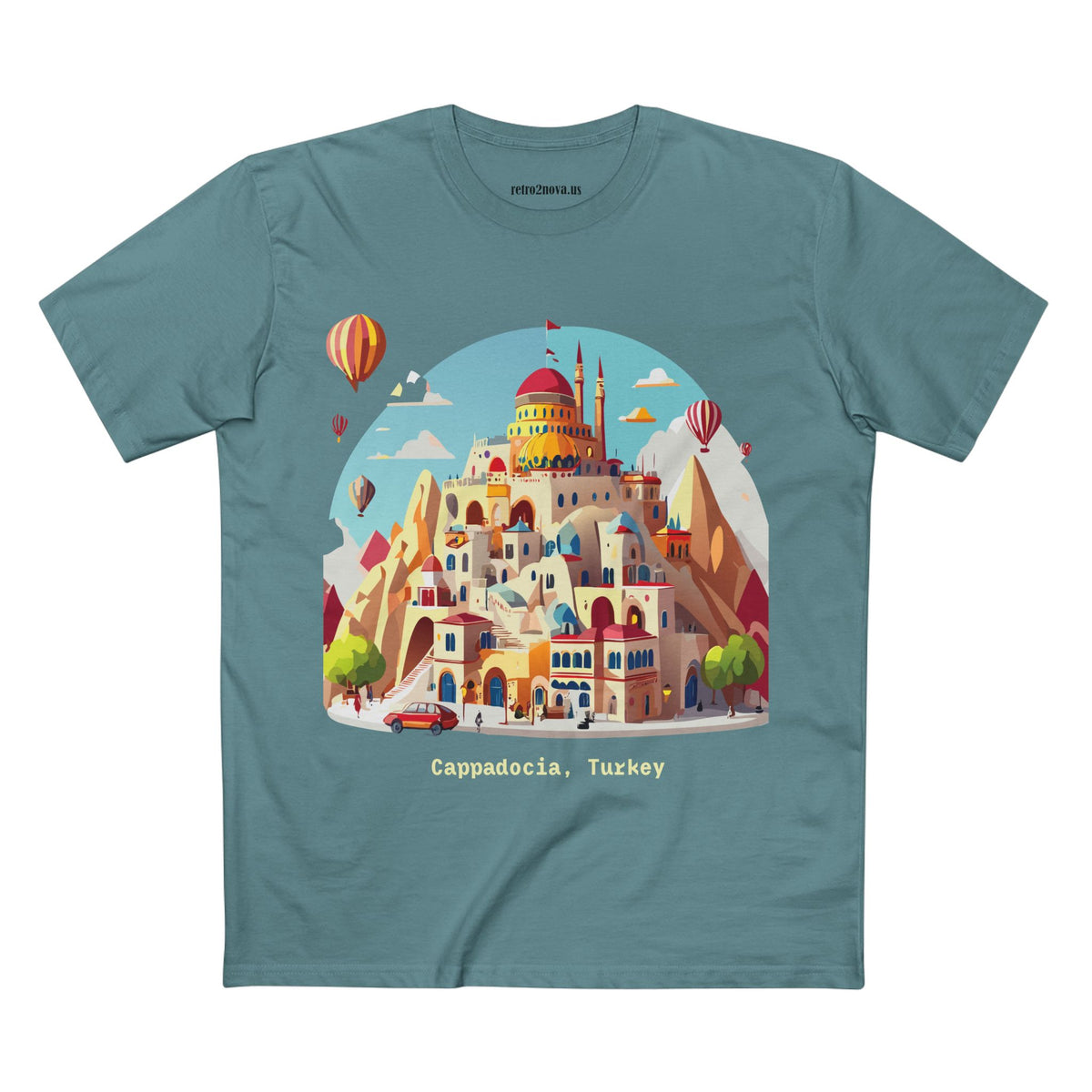 Cappadocia Cartoon Landscape T-Shirt | Turkey Hot Air Balloons