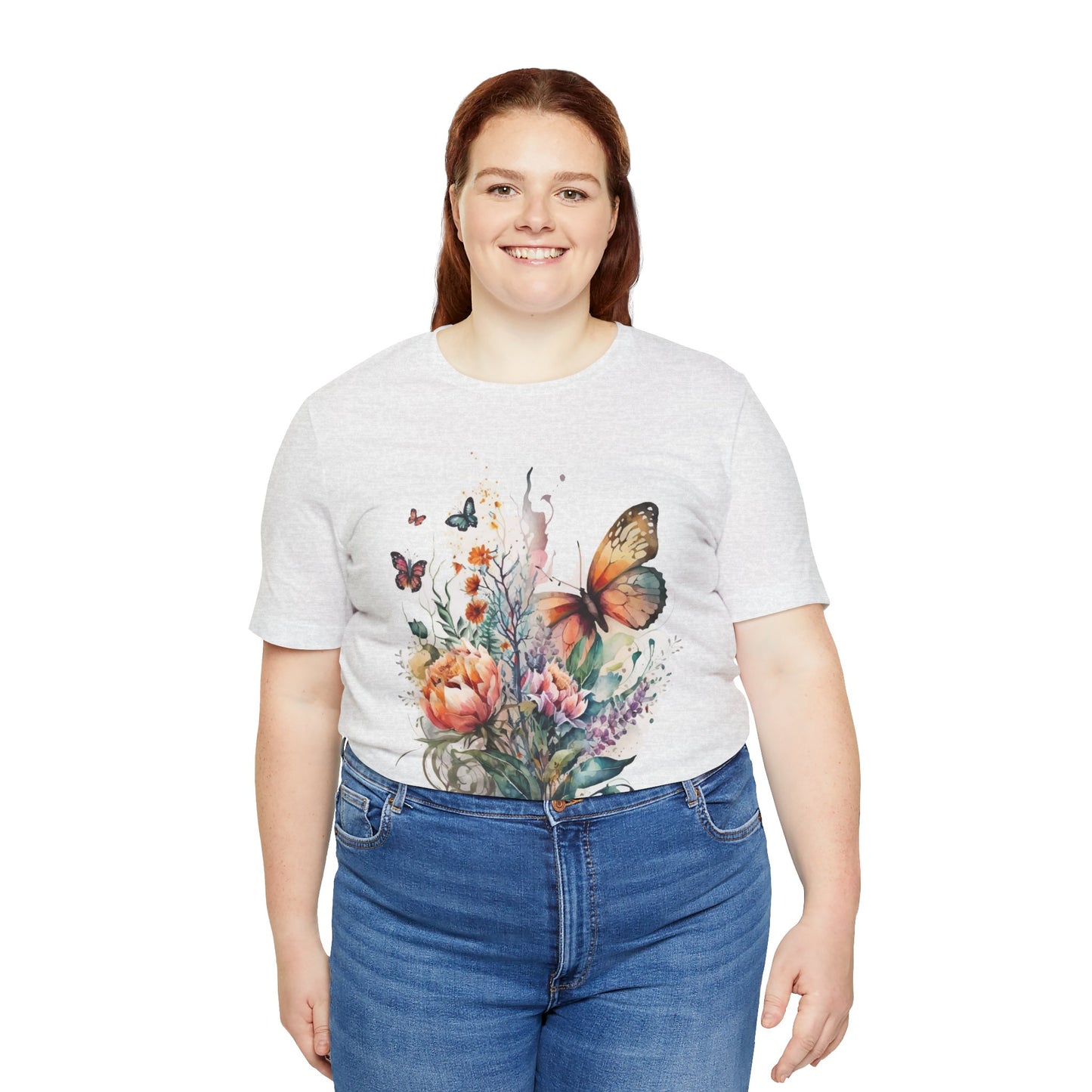 Cotton Tee Shirt with Butterfly Prints