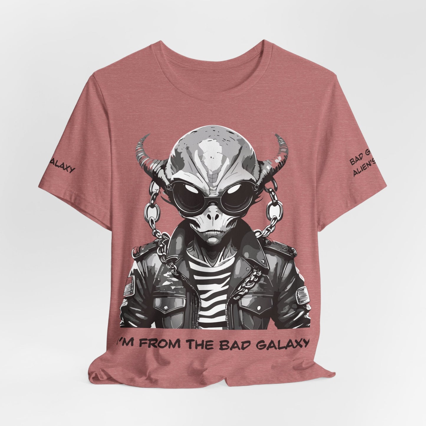 Tee Shirt With Alien From Bad Galaxy One Hundred Percent Cotton Lightweight USA Made With Eco Inks