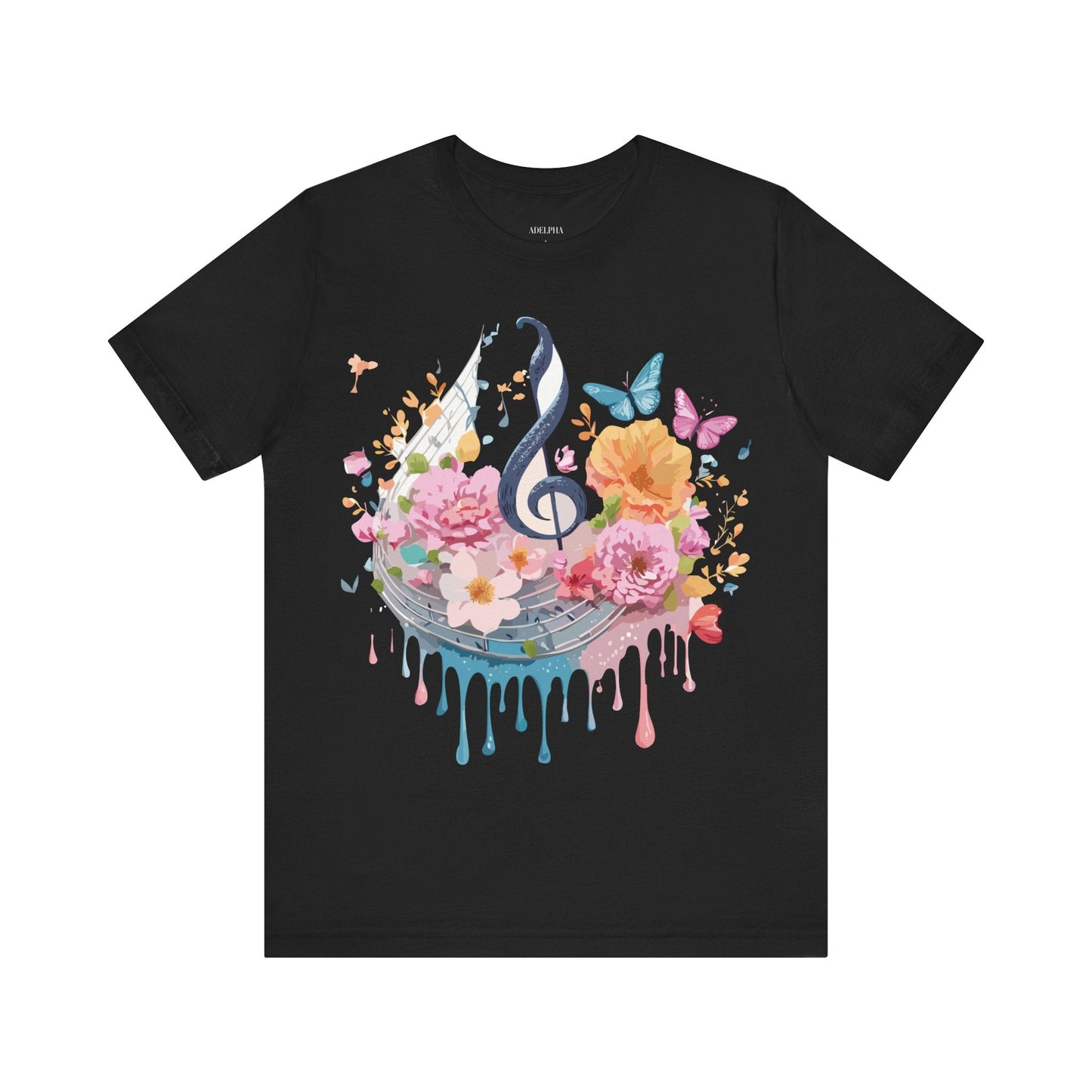 Music Graphic Unisex 100 Cotton Vintage Art with Musical Elements Tee 125