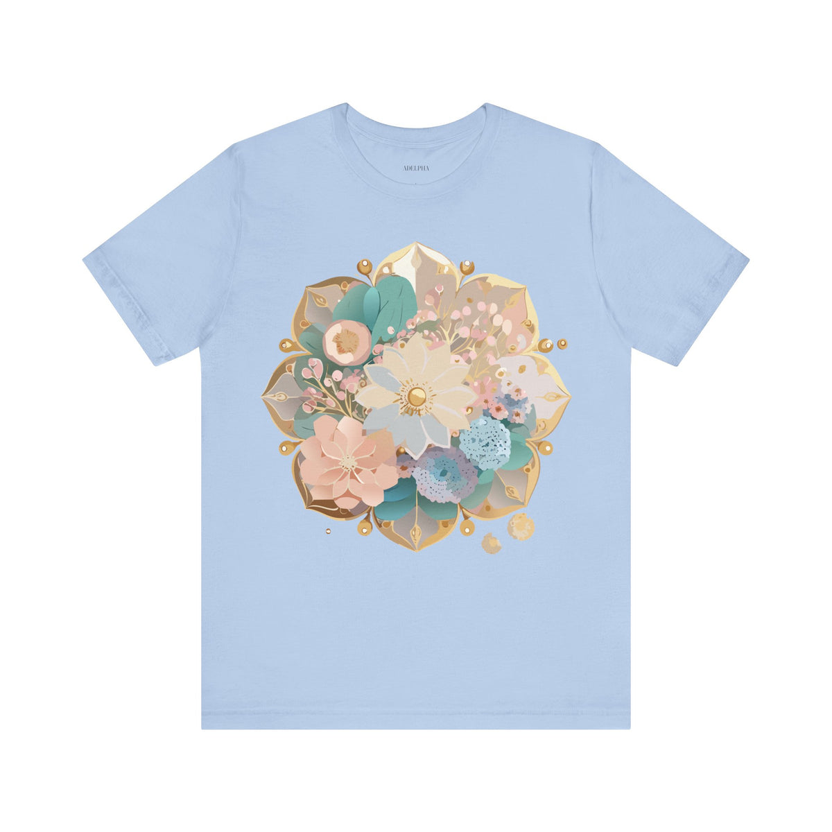 Mandala Graphic Unisex Cotton Bella+Canvas Tee with Floral Art Design d21