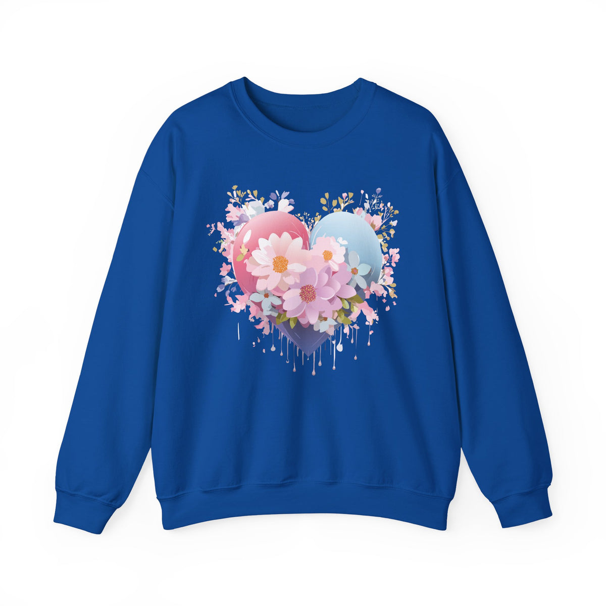 Floral Heart Love Graphic Valentine's Day Sweatshirt Unisex 50/50 Cotton-Poly Sweatshirt w27