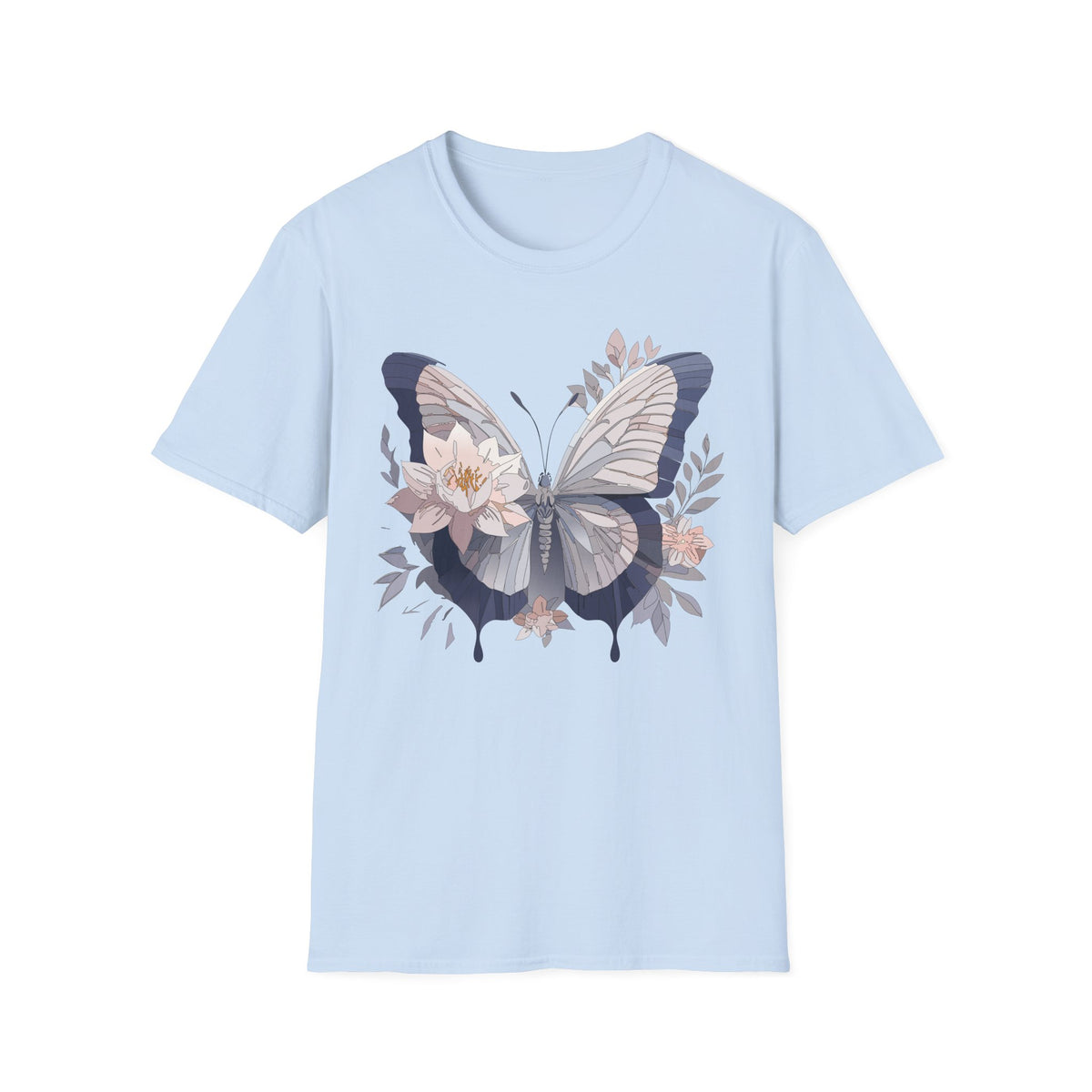 Floral Butterfly Flower Wings Graphic Design Unisex 100 Cotton Gildan T-Shirt