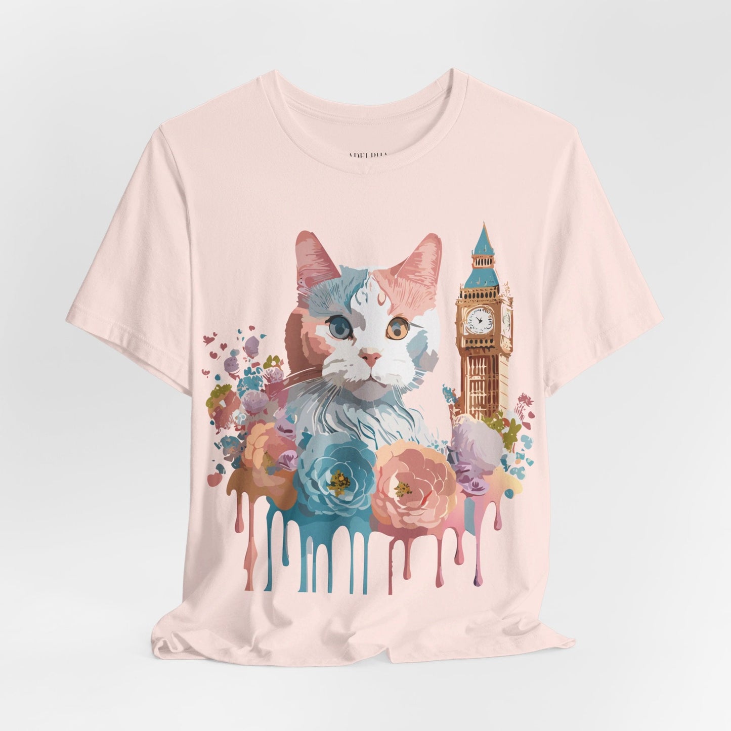 Unisex Cat Graphic Tee With Short Sleeve Vintage Inspired Art Adelpha