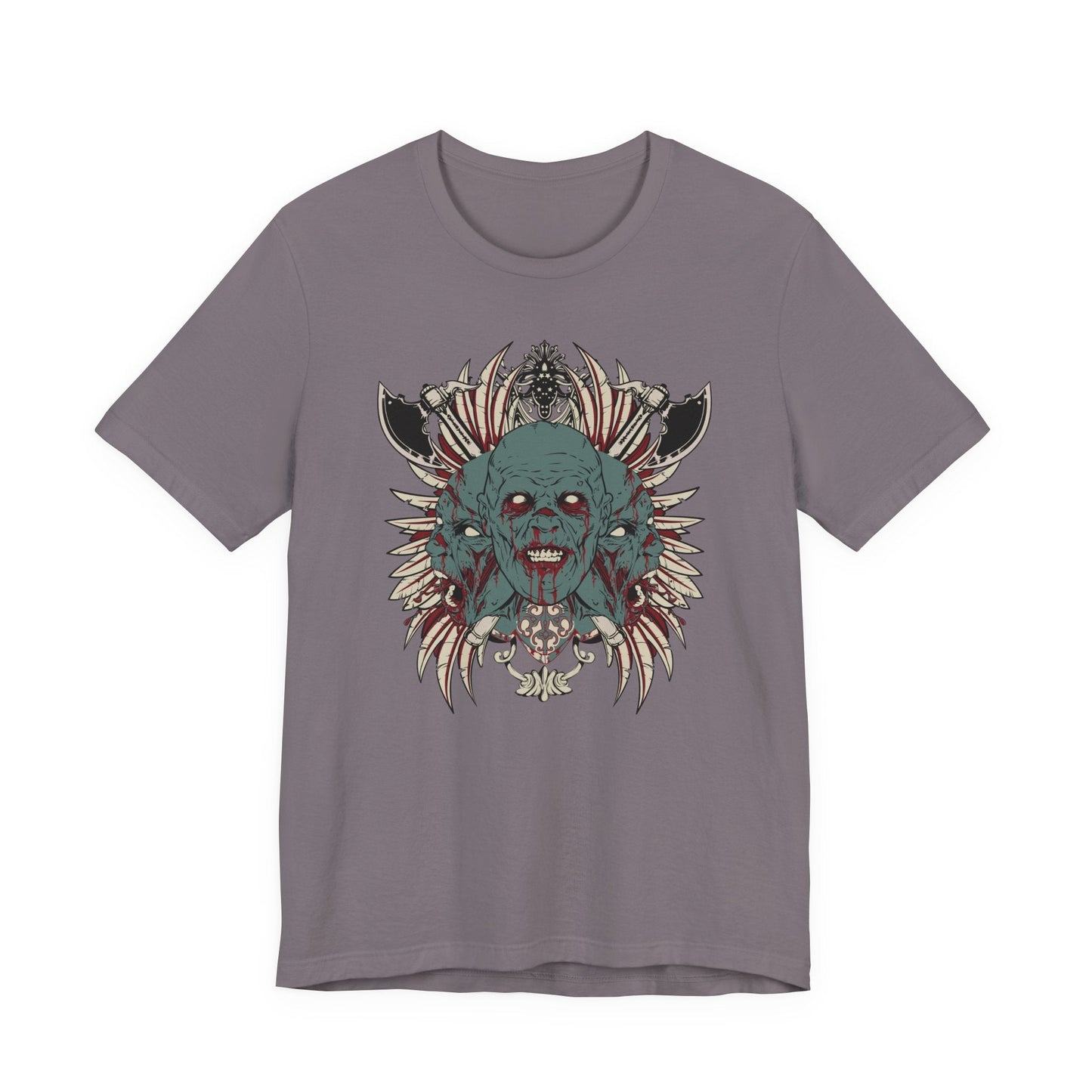 Zombie Skull Mandala T-Shirt Horror Graphic Tee, Gothic Skull Art-54-2