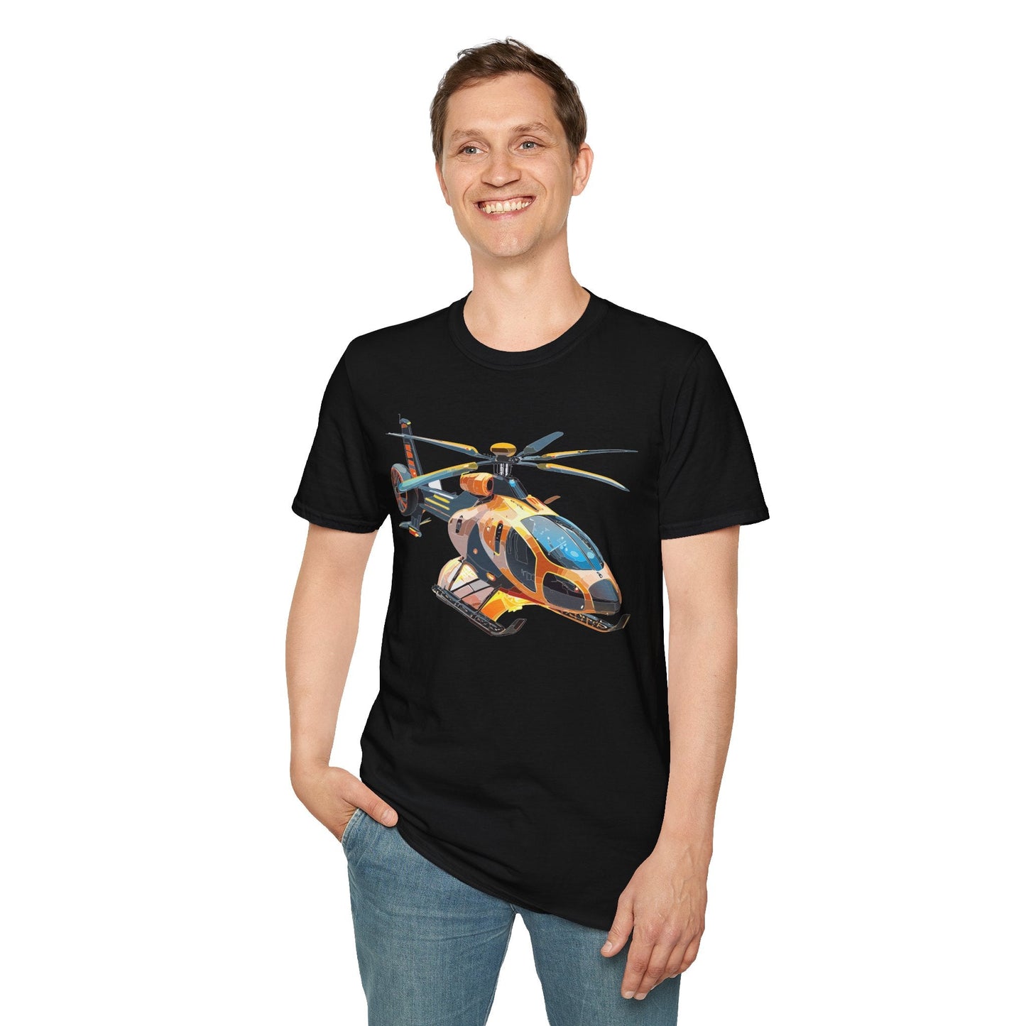 Chopper Helicopter Graphic Unisex Cotton Softstyle Short Sleeve Tee 3