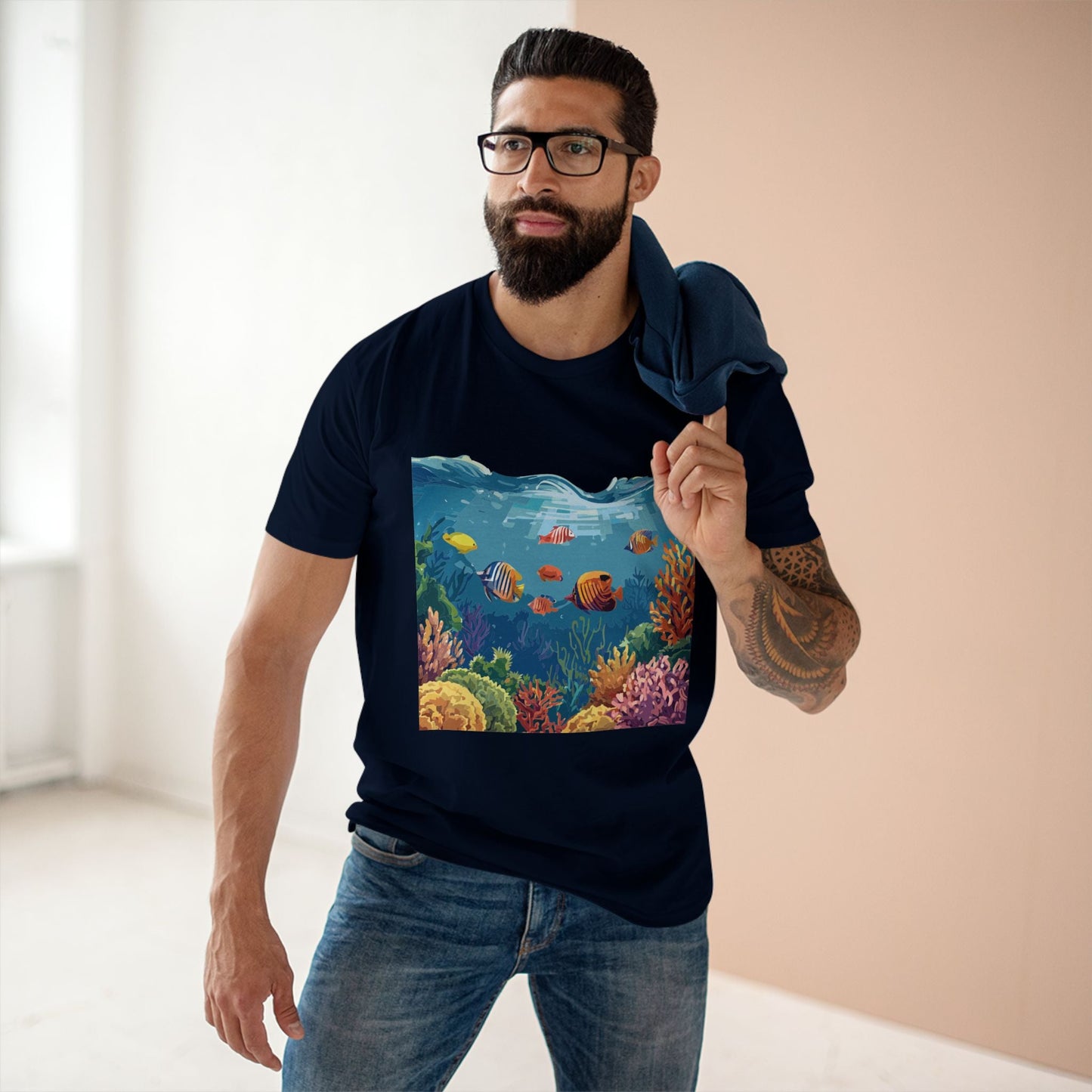 Ocean Pacific OP-25 Unisex Premium Cotton Tee With Original Art Design By Retro2Nova Art Collection