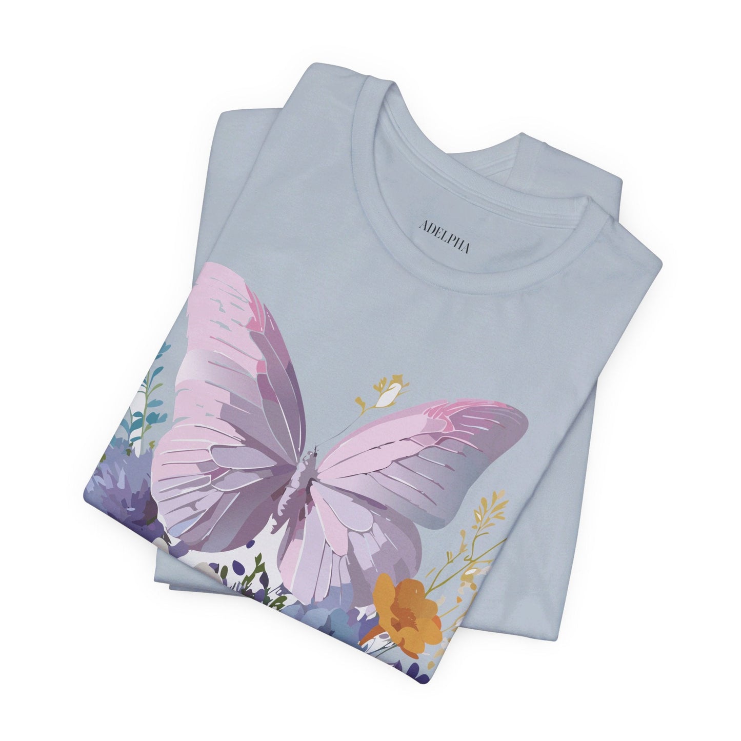 Butterfly Graphic Unisex 100 Cotton Lightweight Vintage Floral Design Jersey Tee 46