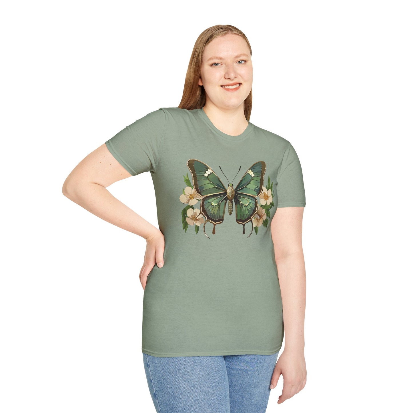 Butterfly Shirt Monarch Style Unisex T Shirt Gildan Softstyle 64000 100 Percent Ring Spun Cotton