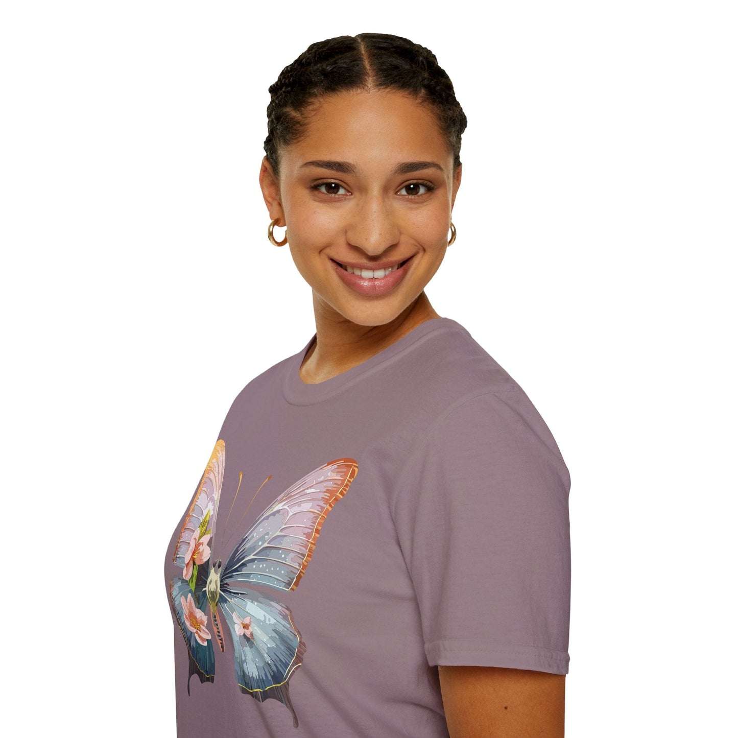 Butterfly Print T Shirt For Men Women Unisex Monarch Design Softstyle Cotton Tee
