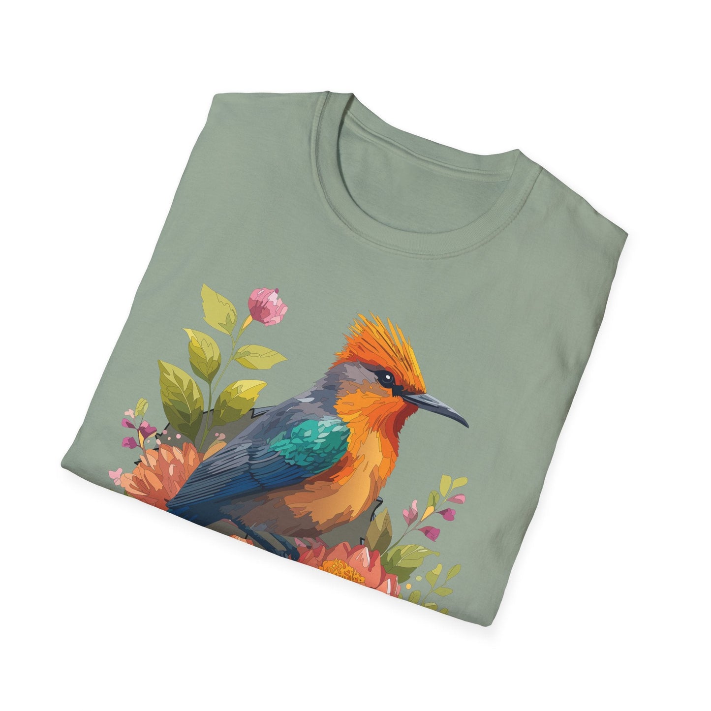 Floral Bird T Shirt For Unisex Wear Gildan Softstyle 64000 100 Percent Cotton Tee