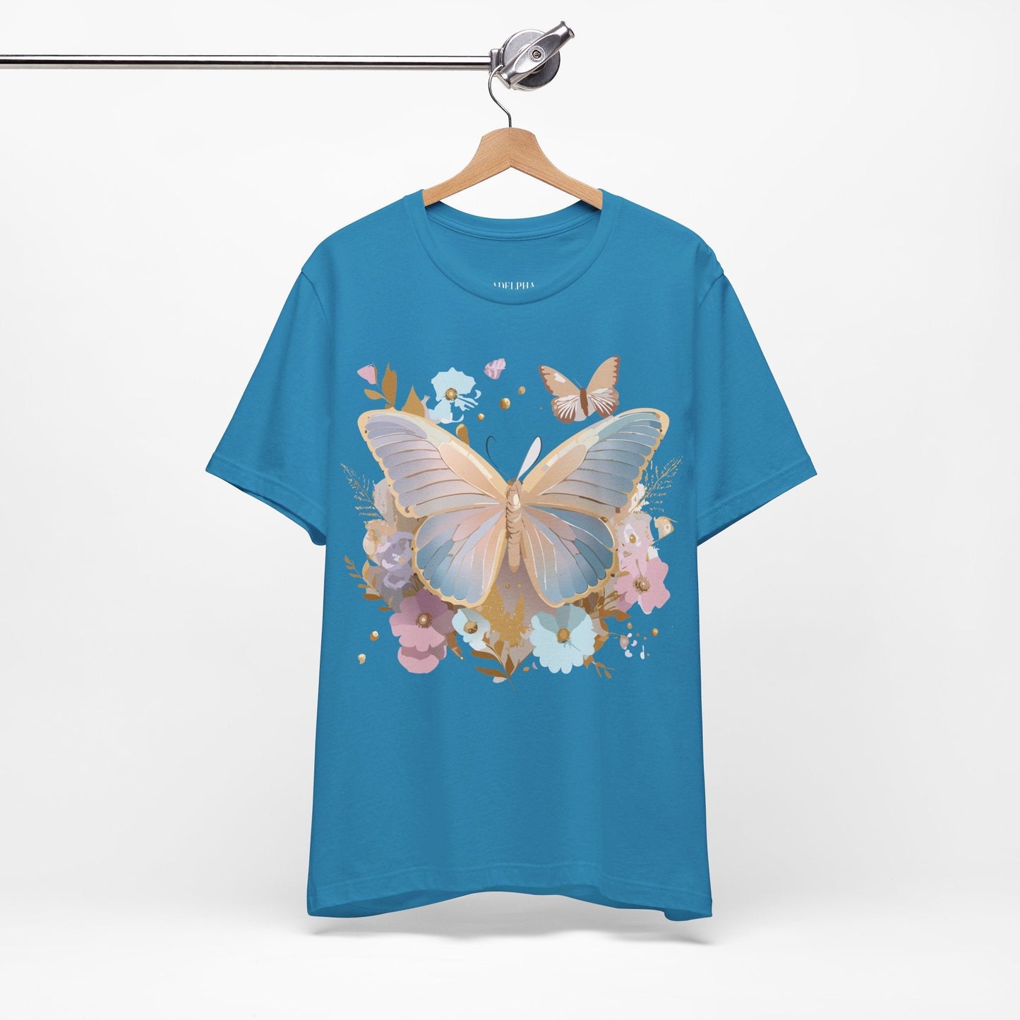 Butterfly Graphic Unisex 100 Cotton Lightweight Vintage Floral Design Jersey Tee 10