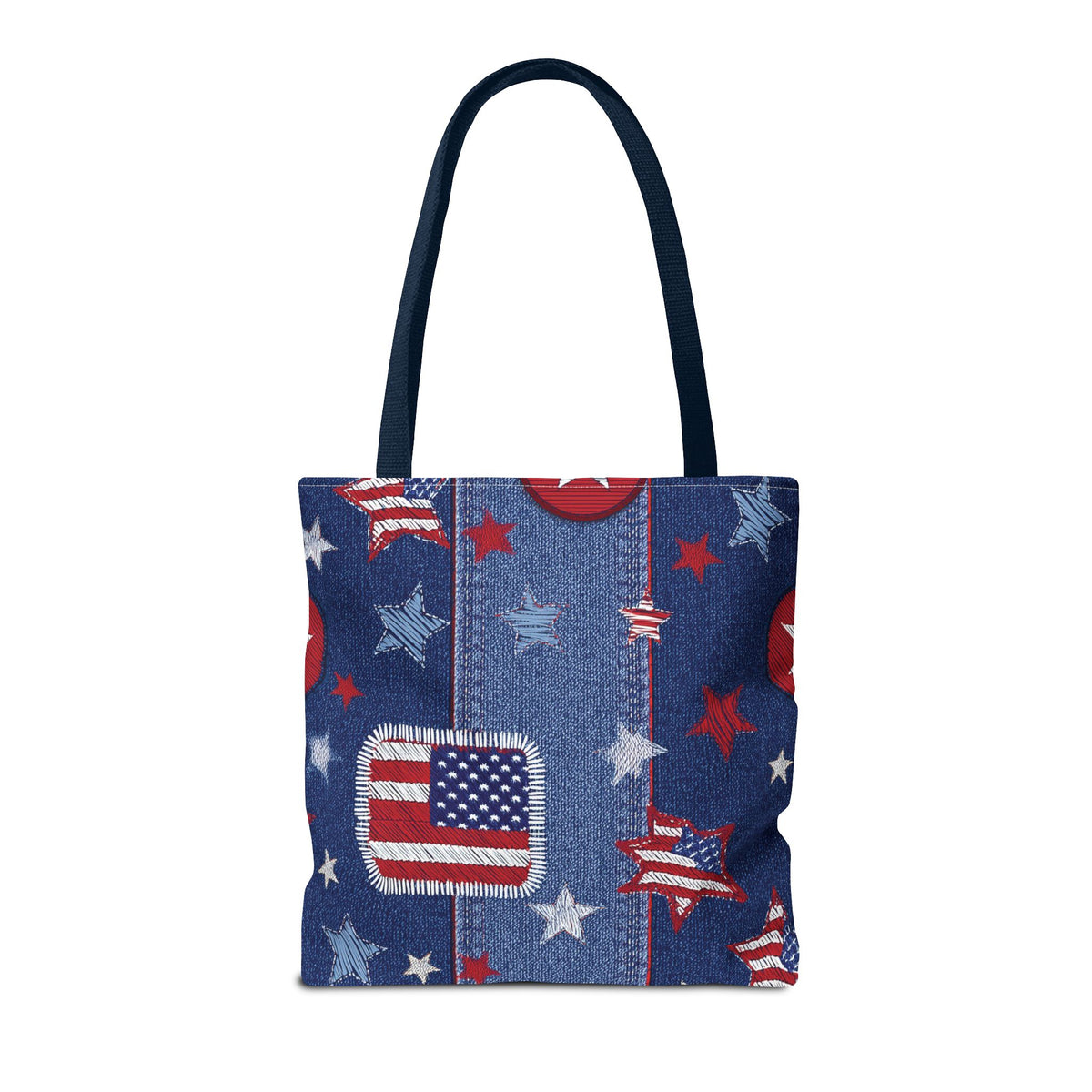 4th of July Graphic Denim Fabric Imitation Print Unisex Canvas Bag Poly Spun 3 Sizes Tote Bag 200-13