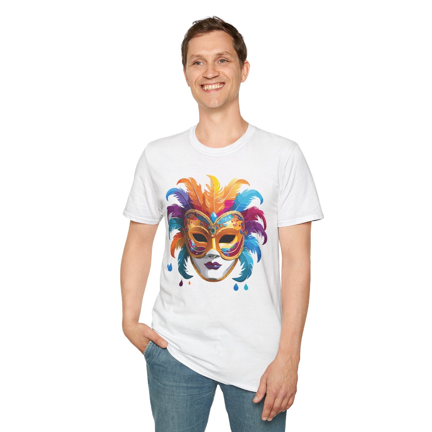 Mask Tee Shirt Unisex Masquerade Design Art Graphic Gildan Softstyle 64000 Cotton Tee