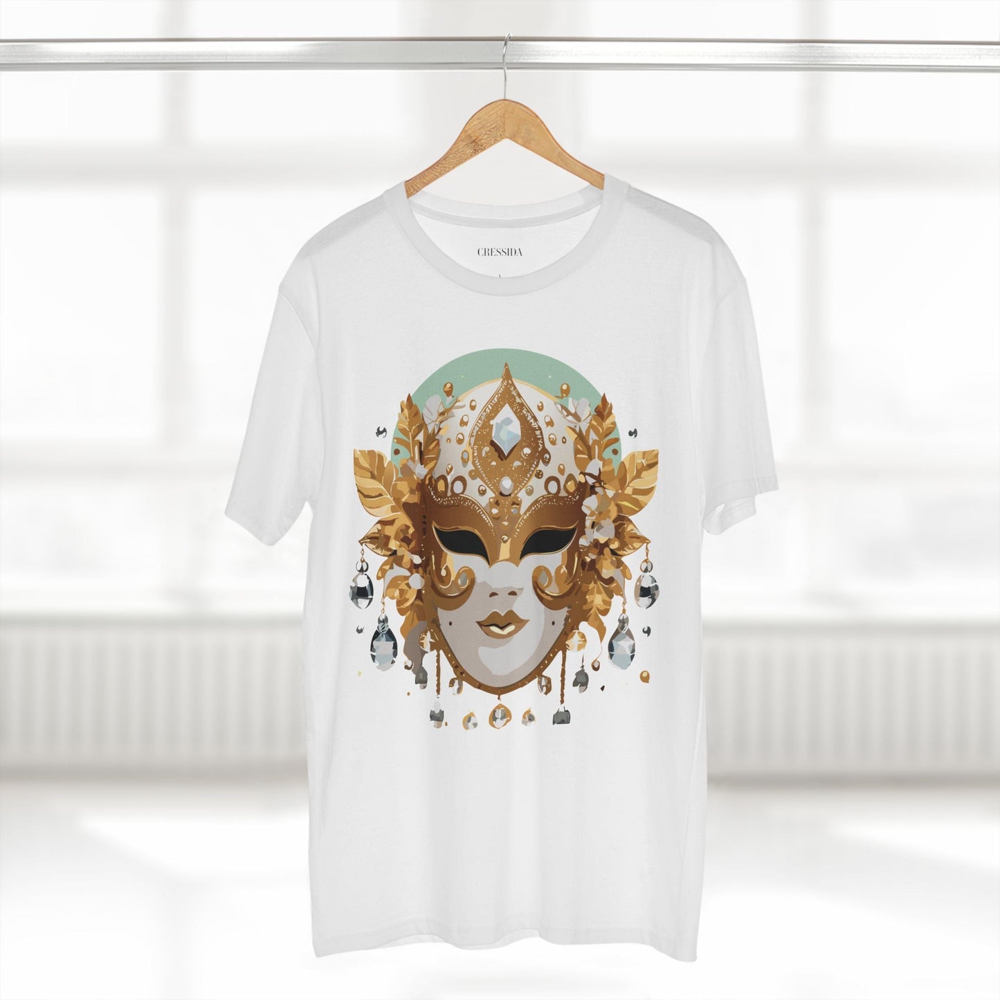 Carnival Mask Graphic T-Shirt Unisex 100 Cotton With Antique Gold Art Design Tee 9