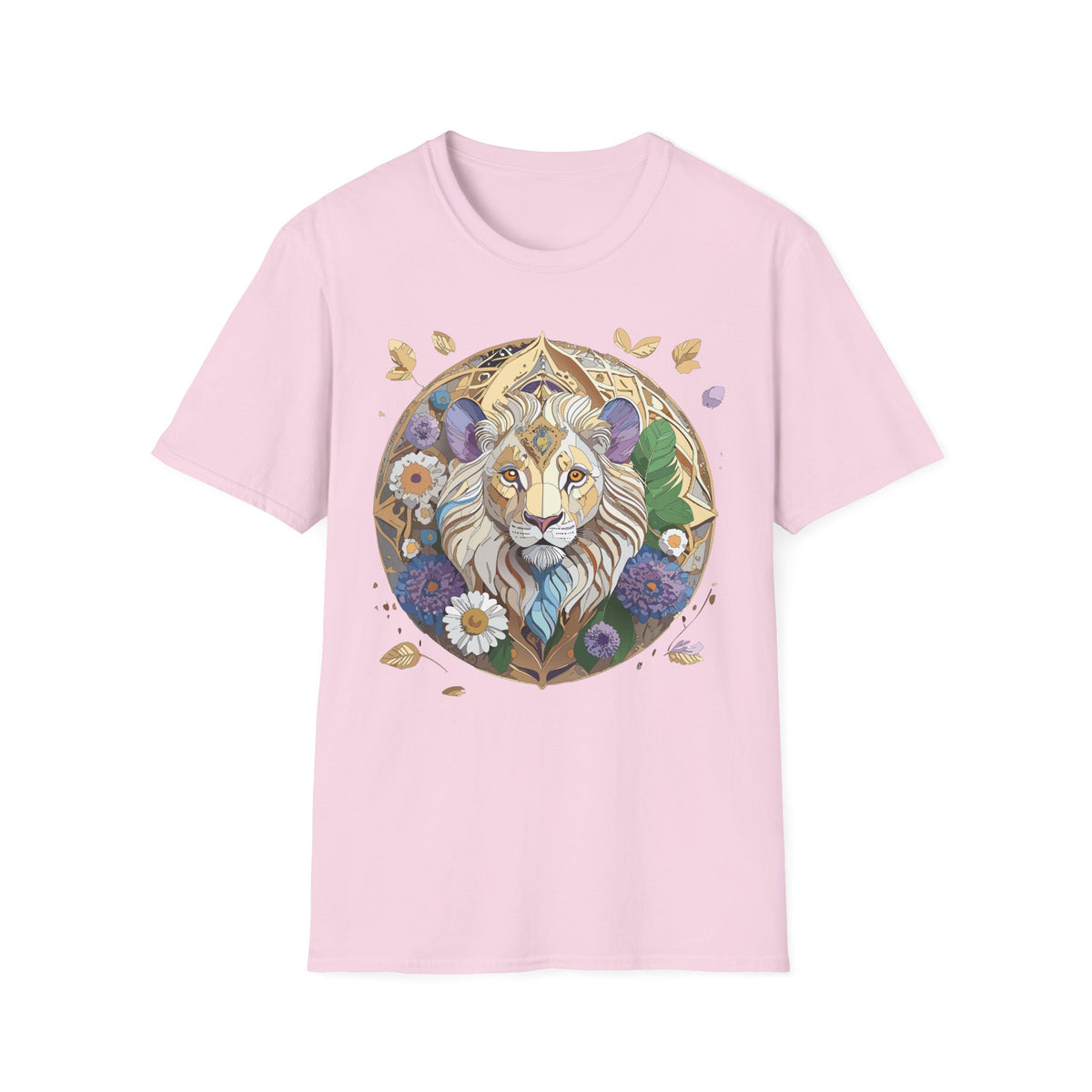 Floral Lion Illustration T-Shirt | Boho Mandala Lion Tee
