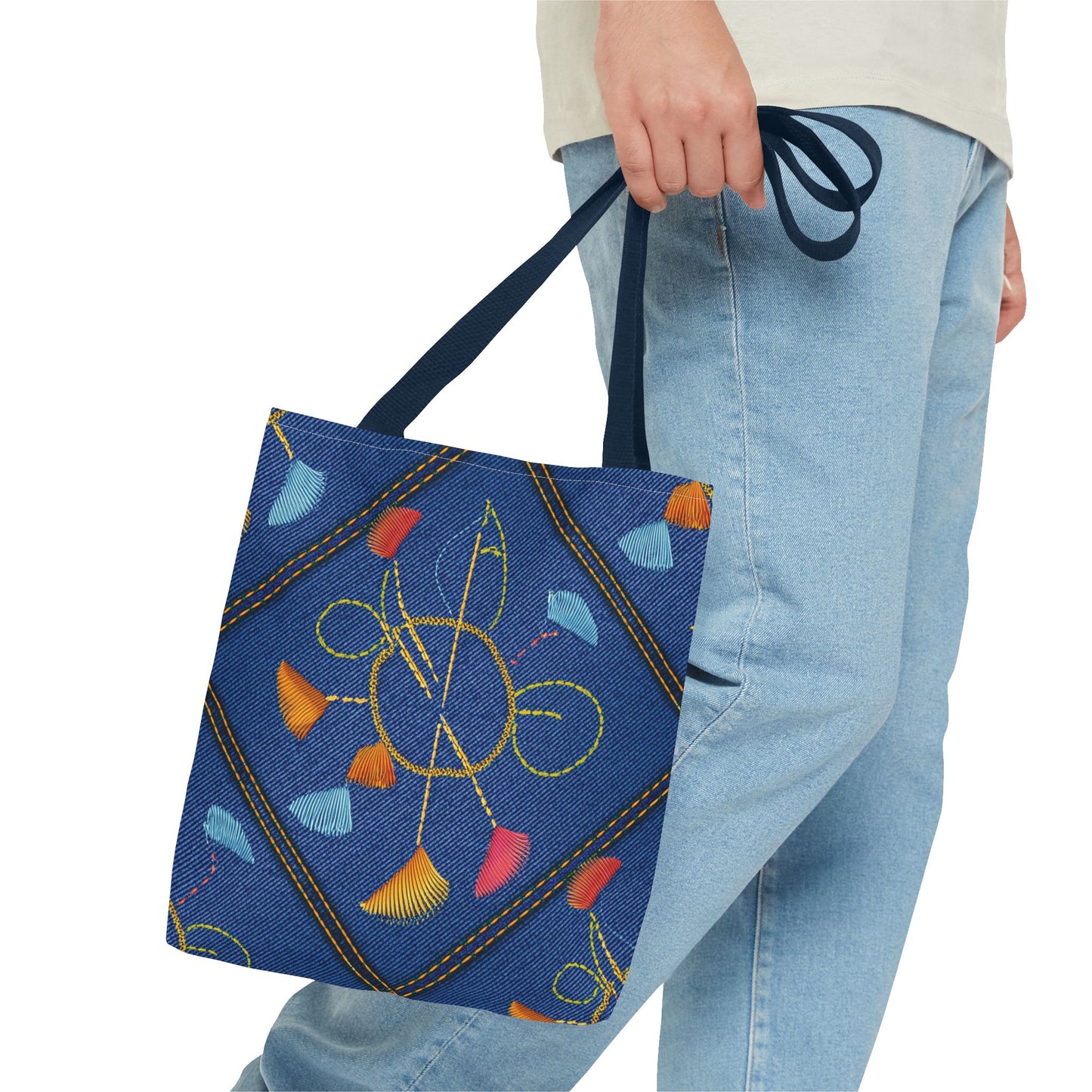 Diwali Graphic Denim Fabric Imitation Print Unisex Canvas Bag Poly Spun 3 Sizes Tote Bag 205-10
