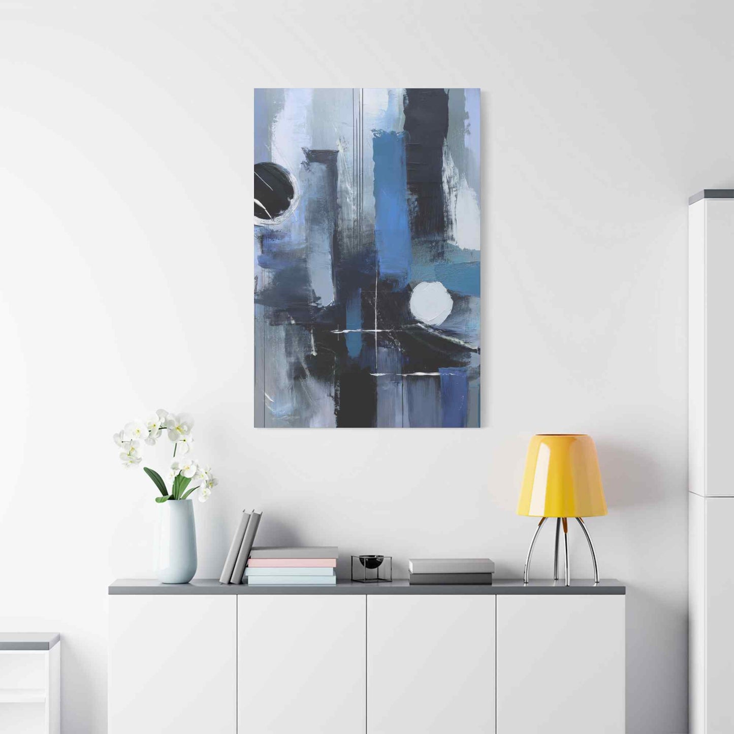 Blue Abstract Painting Print Canvas 20x24,20x30,24x30, 24x32,24x36,30x40, 32x48,36x48,40x60 Pine-Wood Inner Frame ABS-25