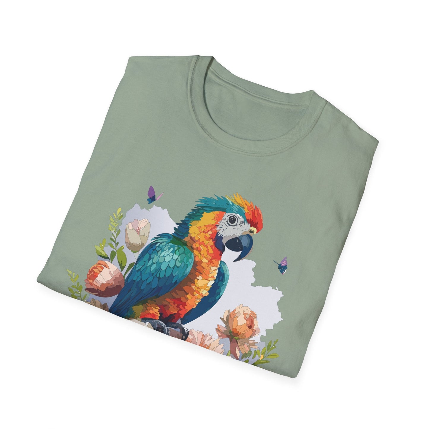 Bird T Shirt Floral Bird Print Unisex Softstyle Cotton Tee Animal Graphic Tee For Everyday Wear