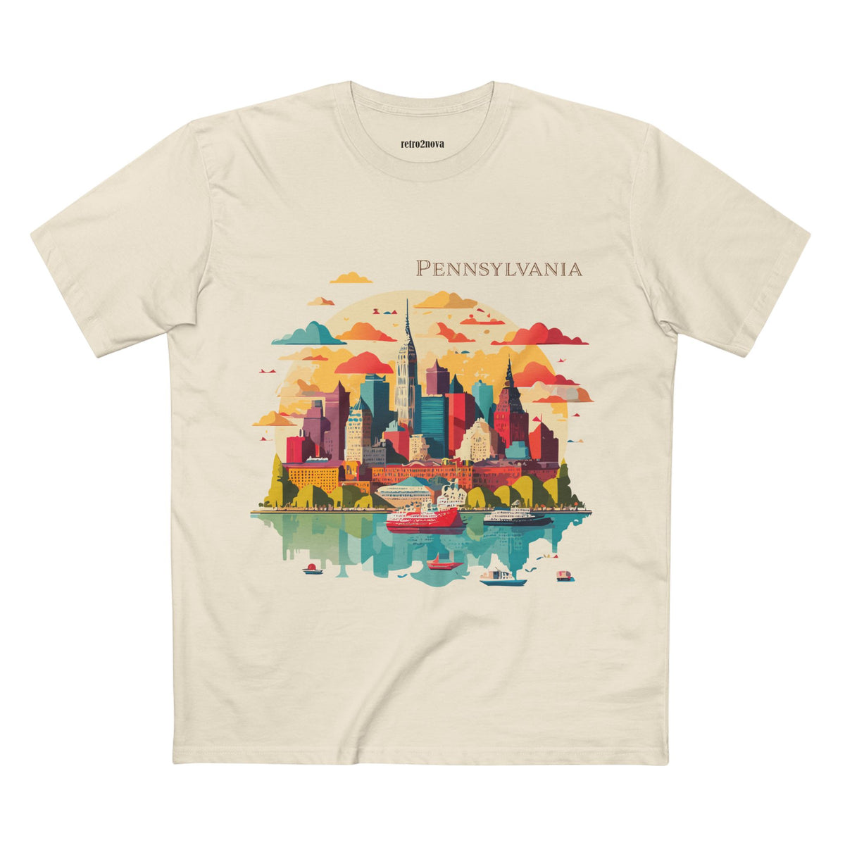 Pennsylvania Skyline tee | Cityscape illustration, river reflection