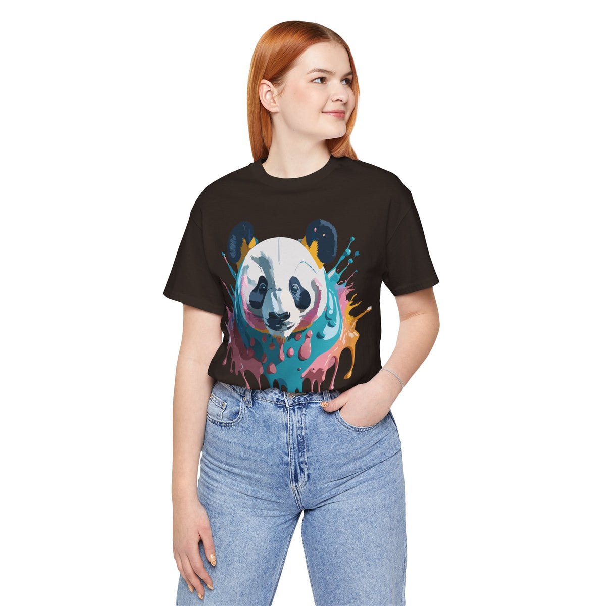 Panda Graphic Unisex Cotton Bella+Canvas Tee with Art Animal Design e140