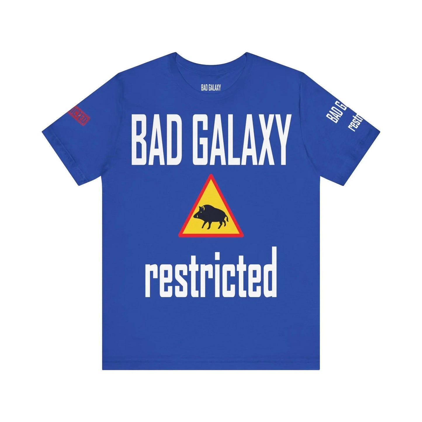 Tee Shirt With Red Stamp From Bad Galaxy Made To Order 100 Percent Cotton USA Printed With Eco Inks