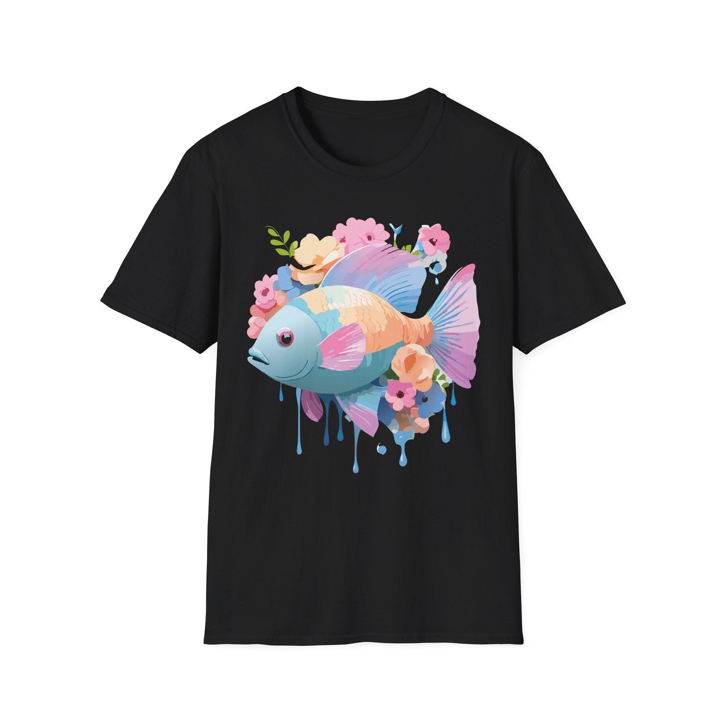 Fish Art Design Graphic Tee Unisex Short Sleeve T Shirt With Fish Artwork Premium Cotton