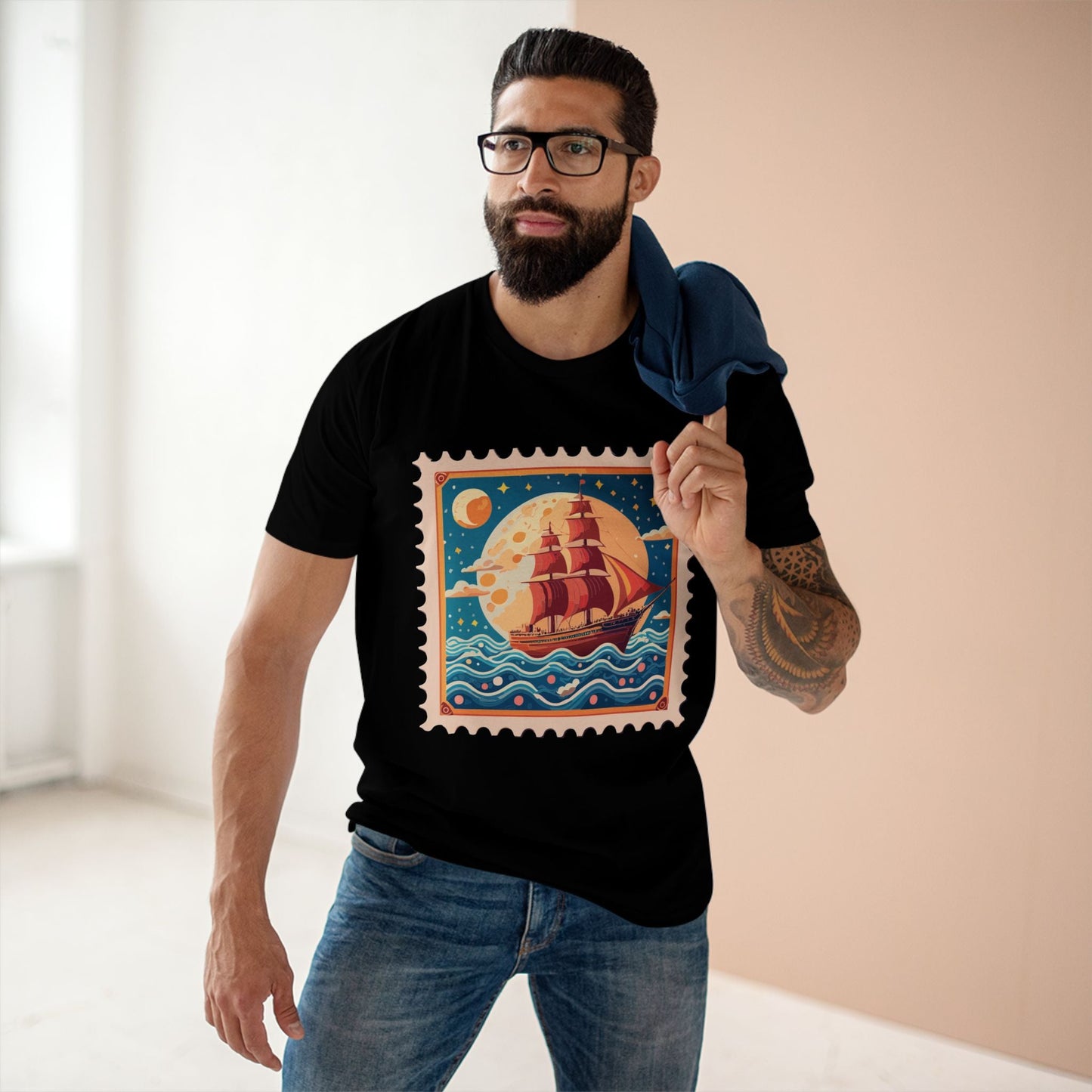 Stamp Shirt Postage Stamp Shirt Unisex Premium Cotton Tee Retro2Nova Original Art Design