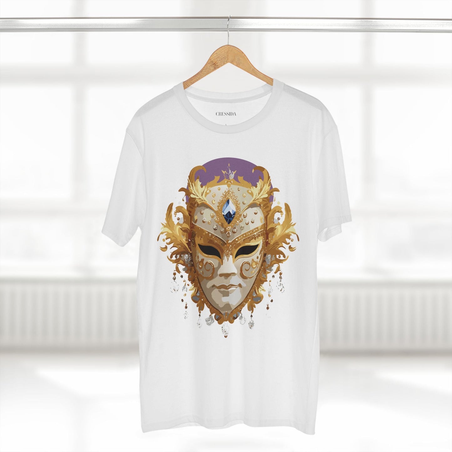 Carnival Mask Graphic T-Shirt Unisex 100 Cotton With Antique Gold Art Design Tee 18