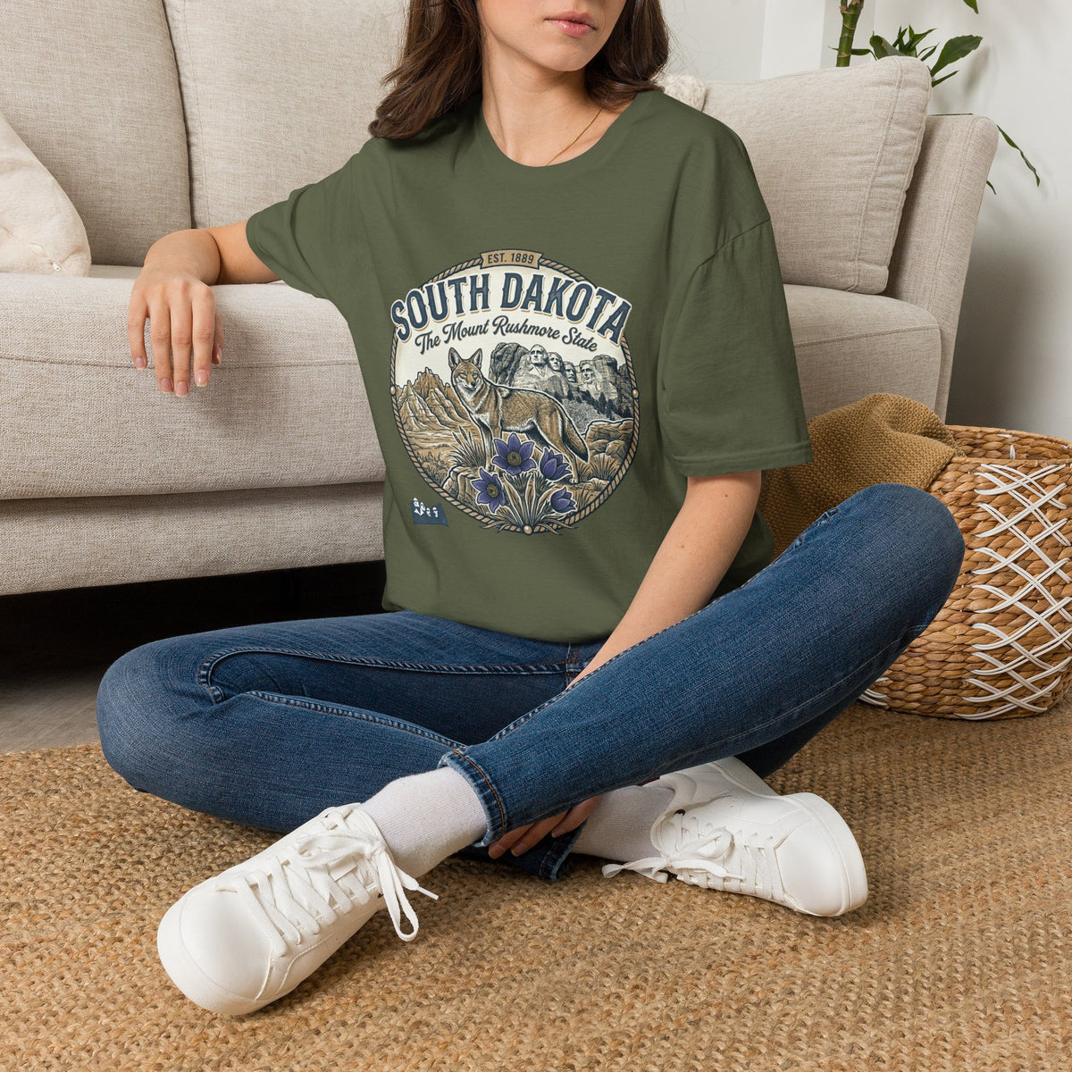 South Dakota Wildlife Tee – State Prairie Flowers Travel Tourist Graphic Tee Unisex 100 Cotton Gildan T-Shirt