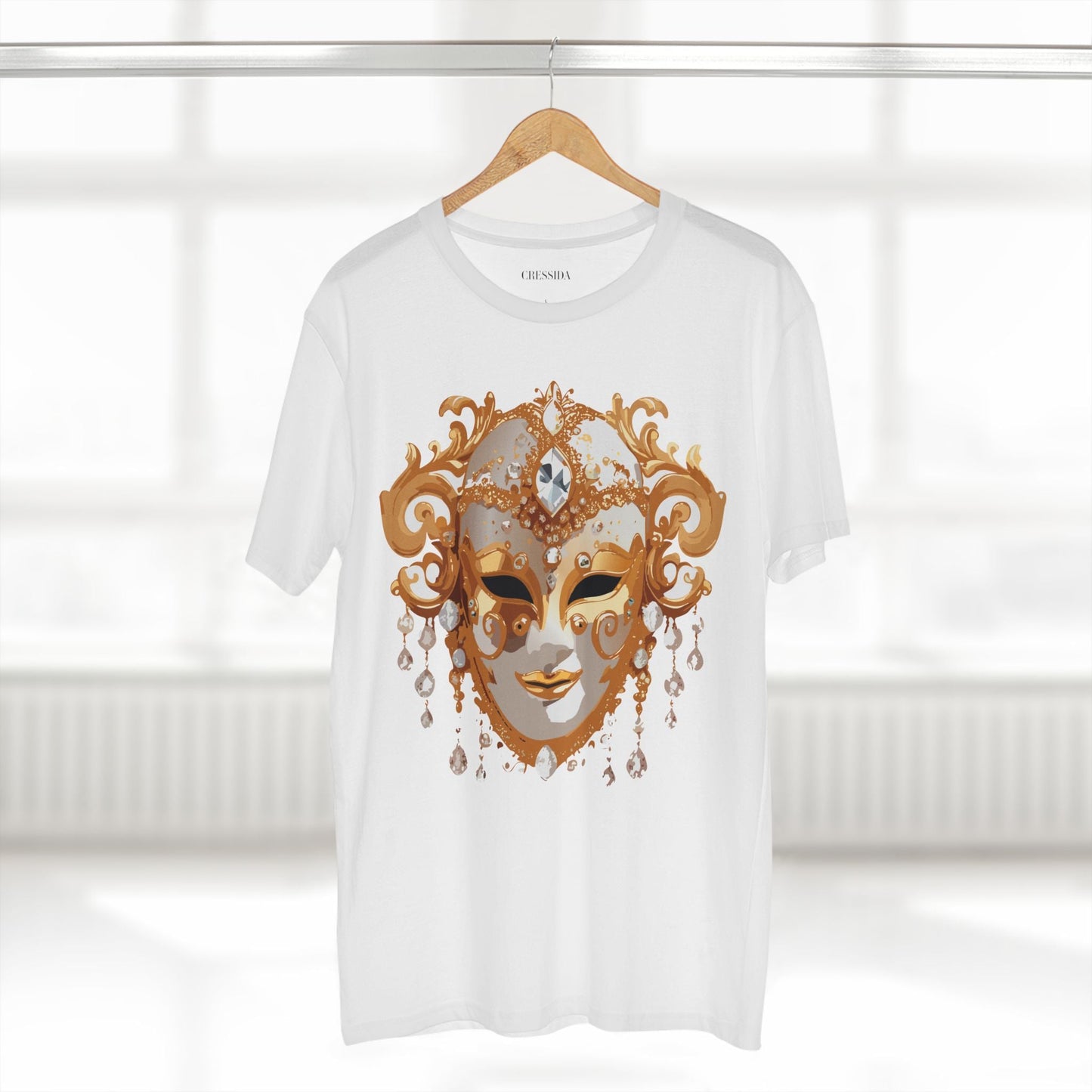 Carnival Mask Graphic T-Shirt Unisex 100 Cotton With Antique Gold Art Design Tee 24