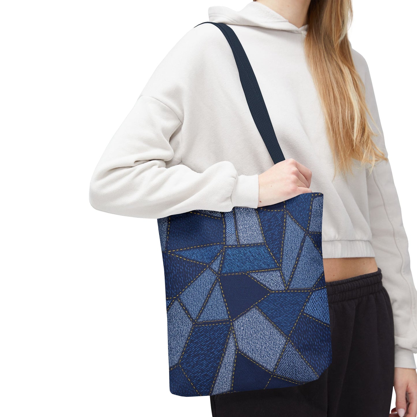 Denim Fabric Imitation Print Unisex Canvas Bag Poly Spun 3 Sizes Tote Bag 104