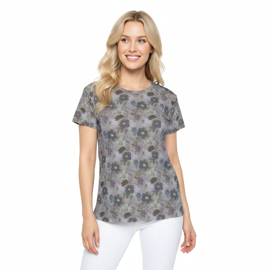 Women Poly T-Shirt with Floral Print