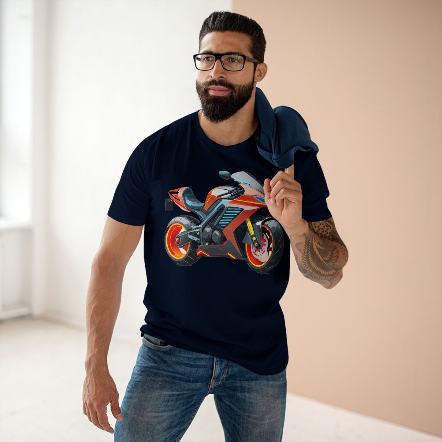 Moto Bike Graphic Unisex 100 Cotton Staple Tee 32