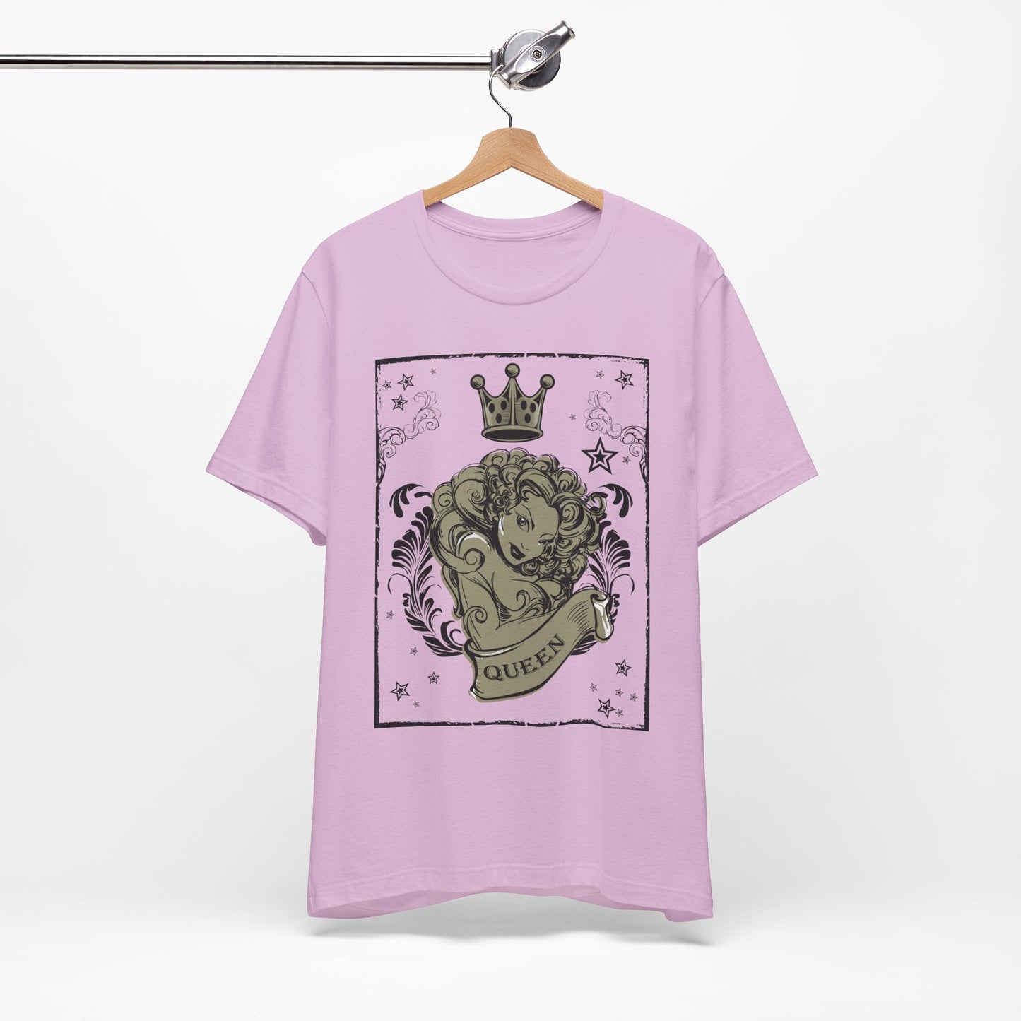 Crown Face Portrait Graphic Tee Vintage Floral Illustration Rock Band T-Shirt