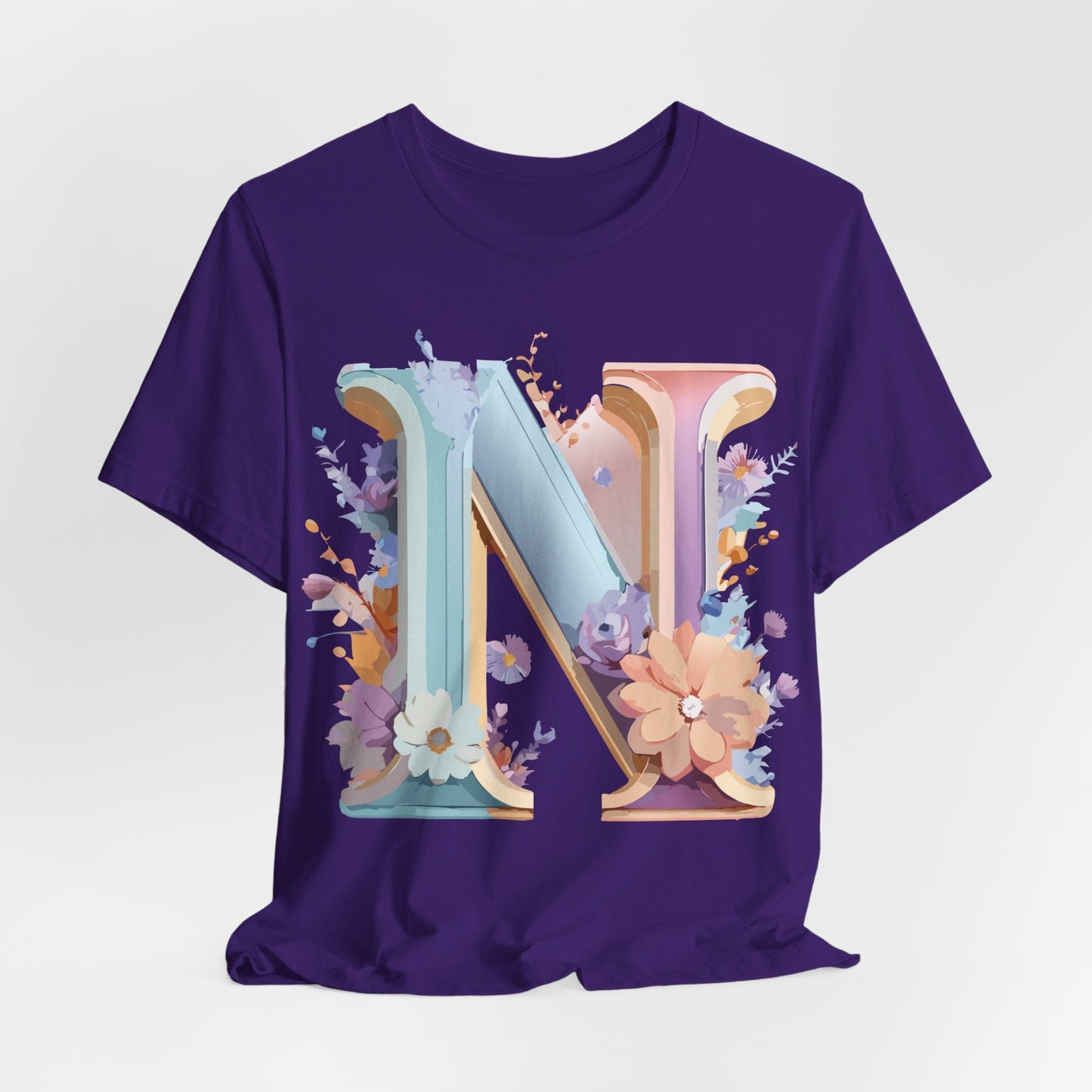 Letter N Shirt Graphic Tee Unisex Vintage Inspired Art Adelpha Design Short Sleeve